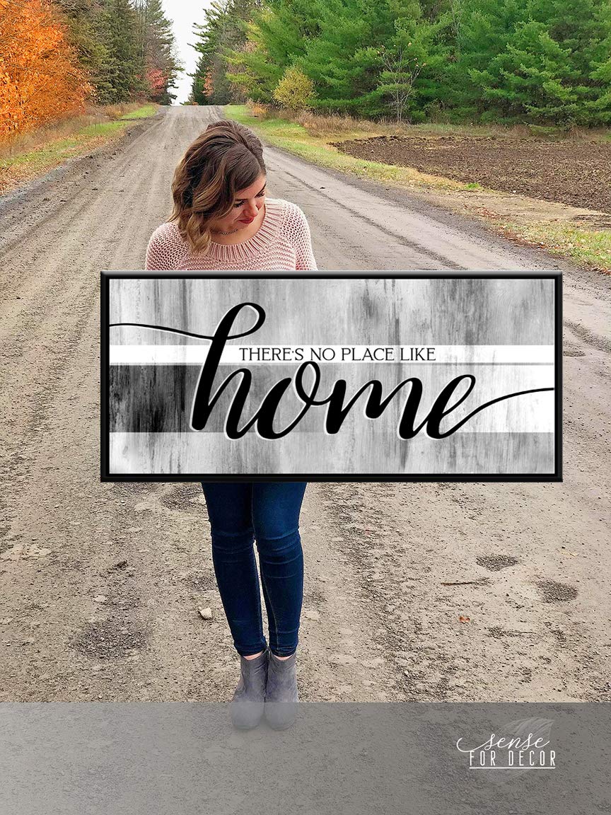 Farmhouse Wall Decor Sign - Rustic Home Decoration with Floating Frame (Grey, 42x19 Inches) - Perfect for Living Room, Housewarming Gifts & Cozy Farmhouse Style Interiors