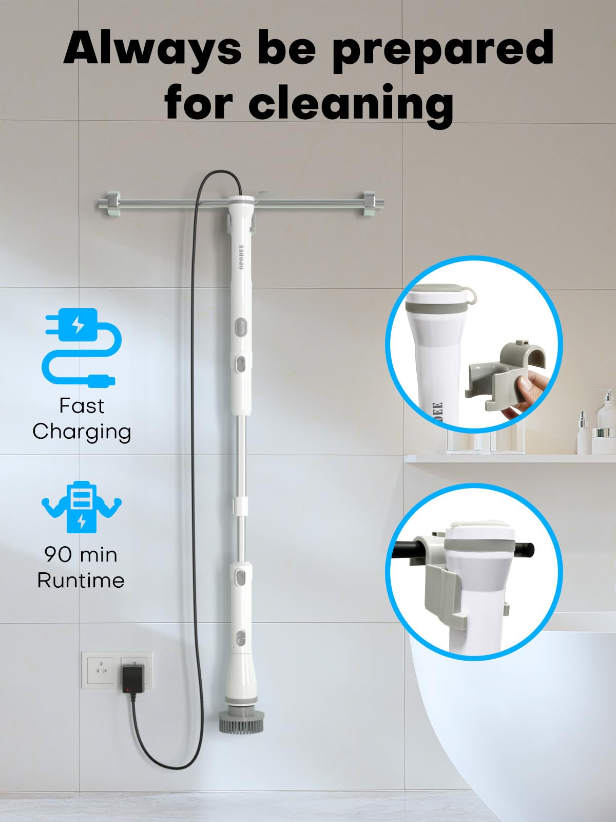 Electric Spin Scrubber with 4 Heads - Bathroom Cleaning Brush for Tile, Tub & Floor