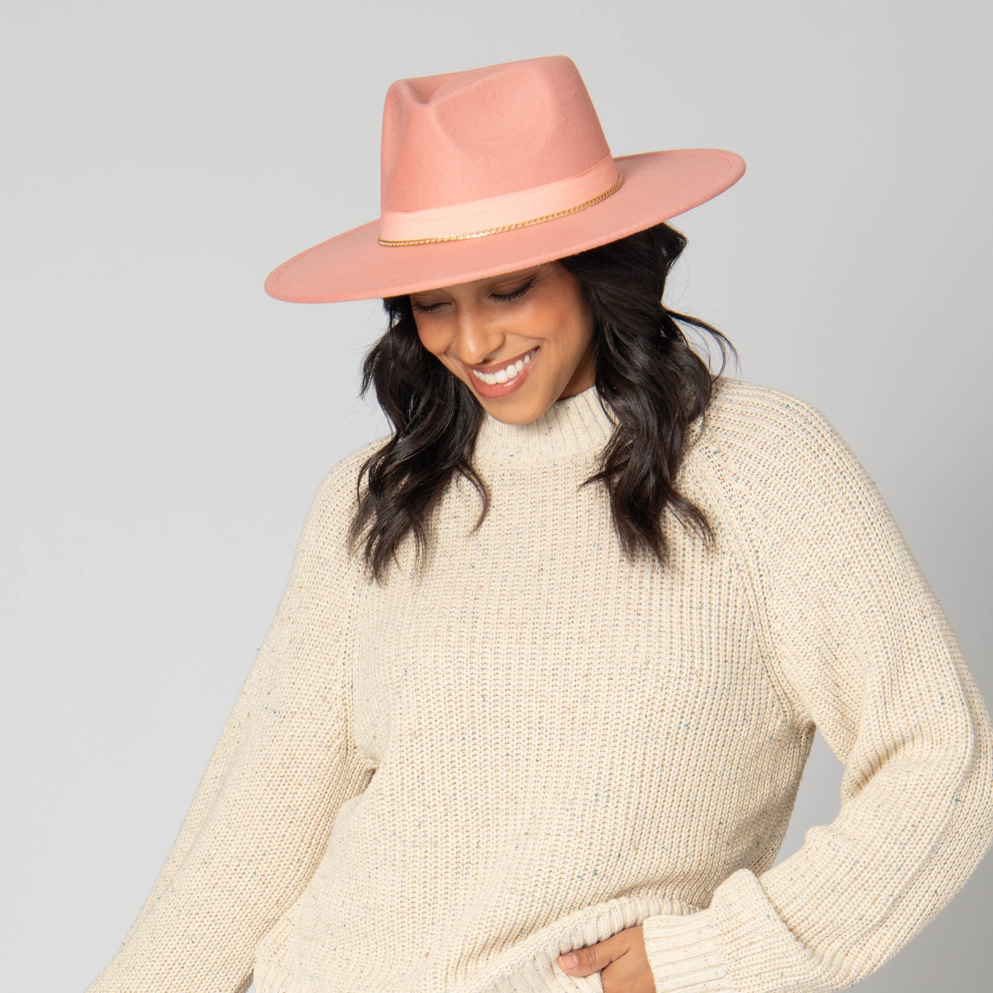 Stylish Mia Faux Felt Fedora Hat with Pinch Crown & Gold Trim Band - Perfect for Women's Fashion, Parties, and Outdoor Events