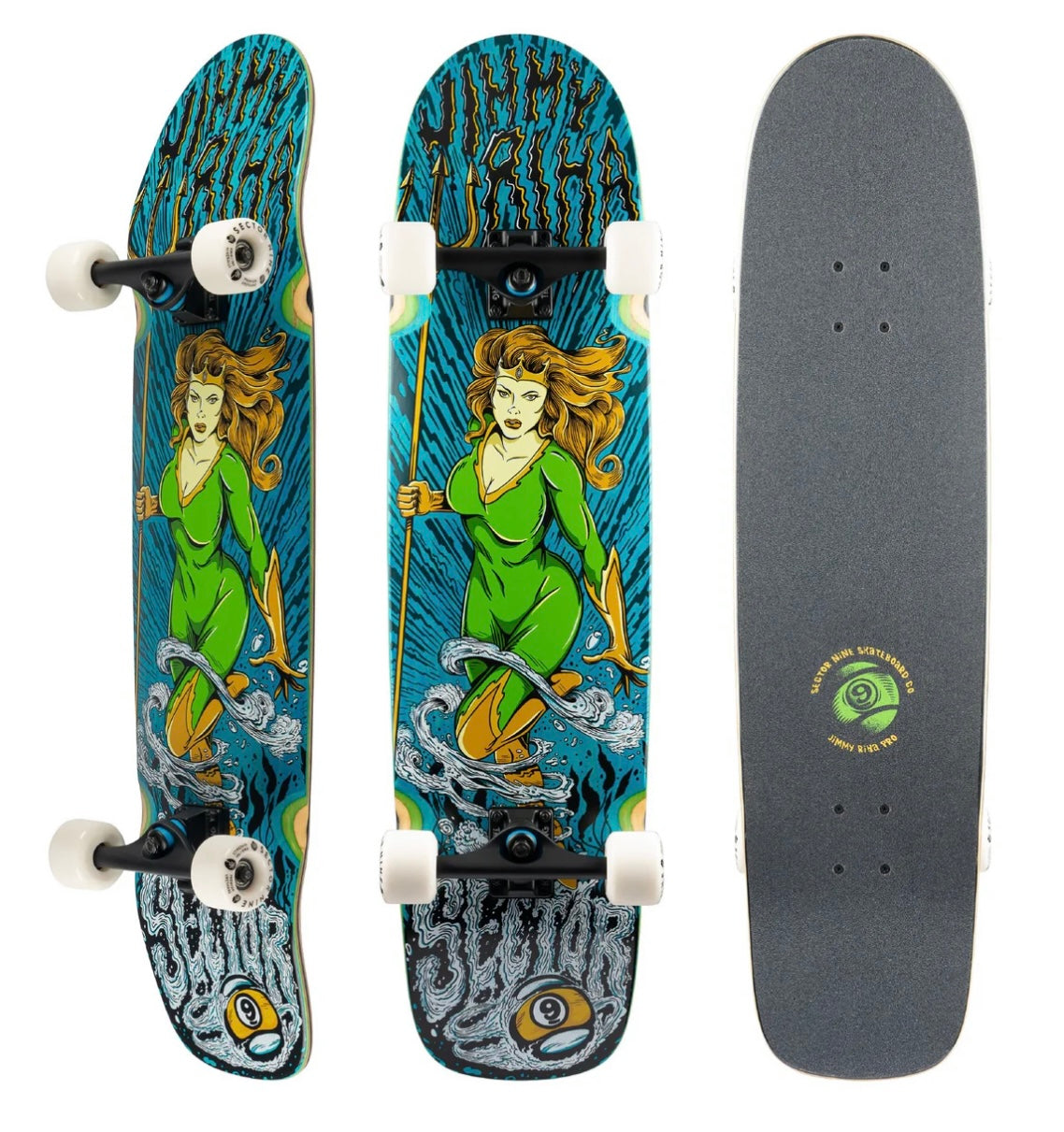 SECTOR 9 Jimmy Riha DIVER Complete Skateboard - Premium Cruiser Board for Adults & Teens - Perfect for Commuting, Surf Training & Street Riding