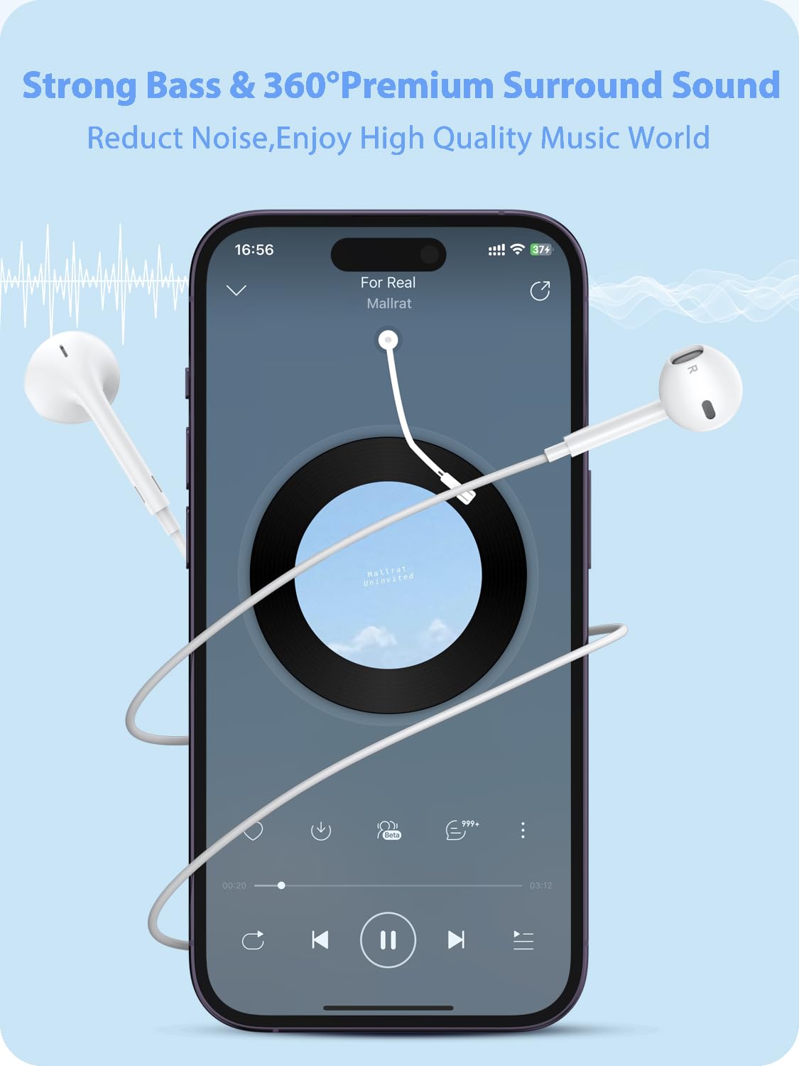 Premium Wired Earbuds with Built-in Mic & Volume Control - Noise Isolating Headphones Compatible with iPhone 14/13/12/11/XR/XS/X/8/7/SE/Pro/Pro Max (2 Pack) - Perfect for Commuting, Workouts & Gaming