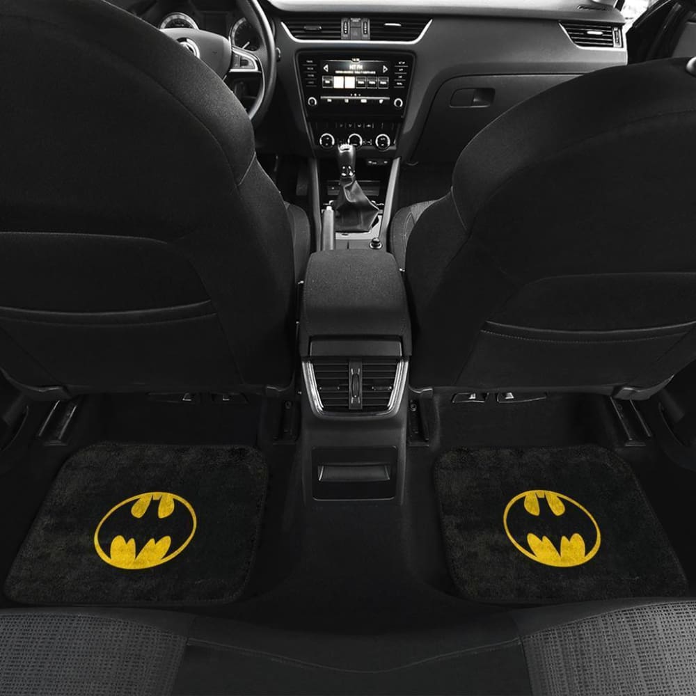 Batman Logo DC League Black Theme Car Floor Mats - Premium Custom Fit for Cars, SUVs & Trucks - Perfect for Superhero Fans & Batman Enthusiasts