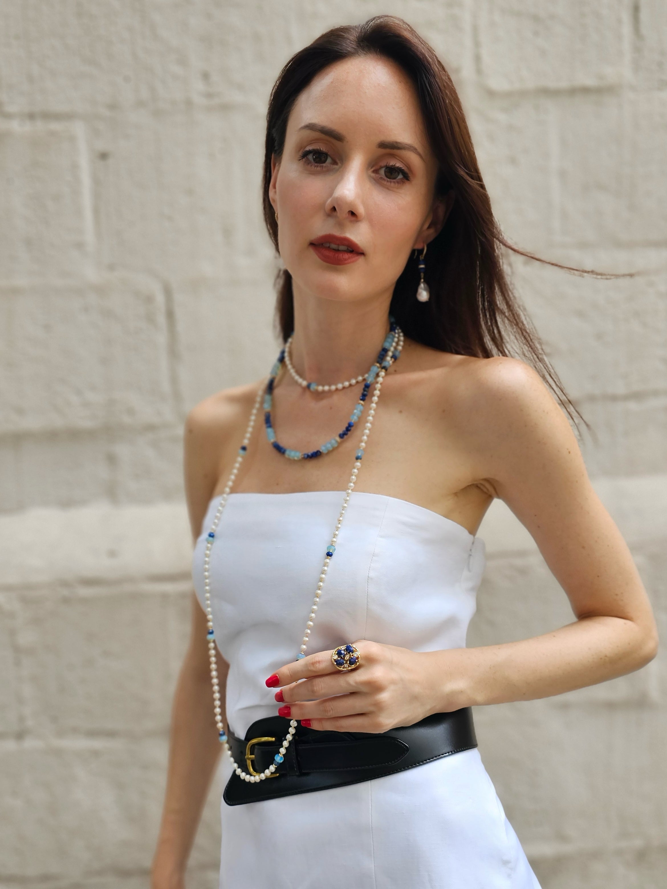 Blue Lapis and Opal Necklace NN048 - Elegant Gemstone Jewelry for Women, Perfect for Parties, Weddings & Special Occasions