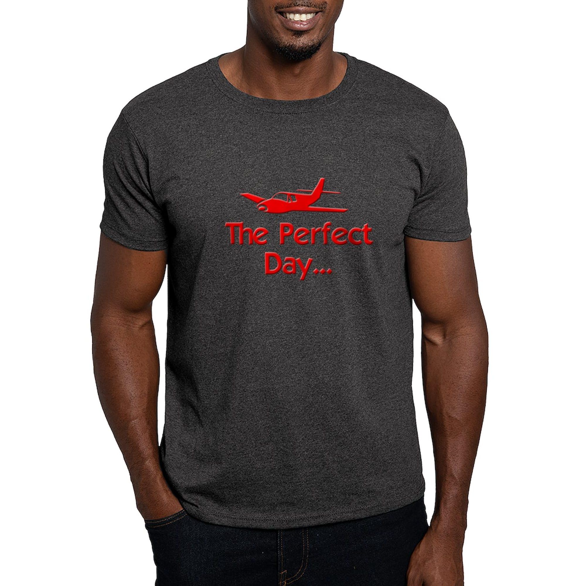 Perfect Day Airplane Graphic T-Shirt for Men - 100% Cotton Classic Dark Tee | Casual Wear, Travel Outfits & Gifts for Aviation Enthusiasts