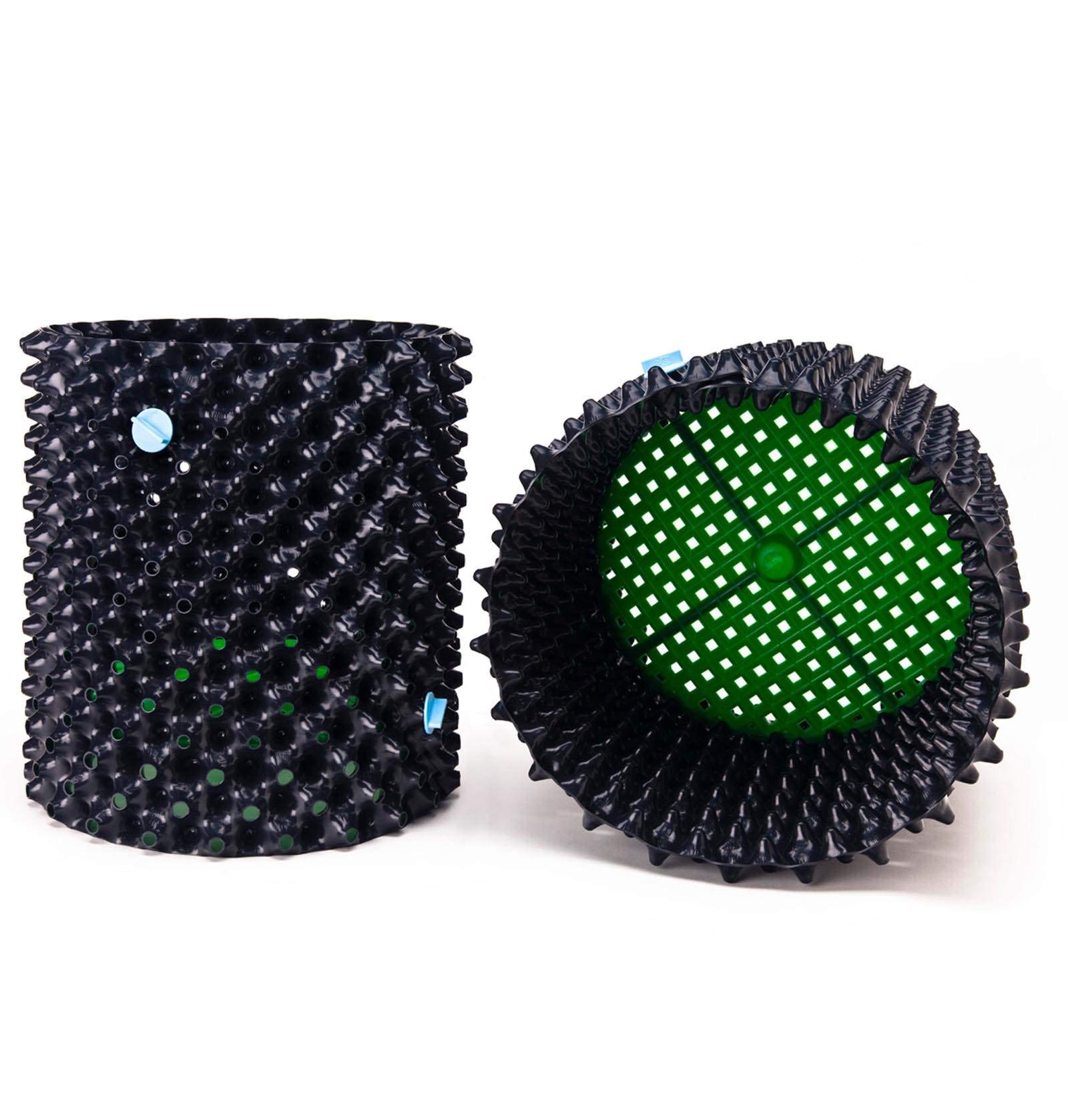 Superoots THAP5 3.6 Gallon/13.8 Liter Plant Pots - 4 Pack Black with Green Base for Seed Starting, Plant Propagation & Indoor/Outdoor Gardening