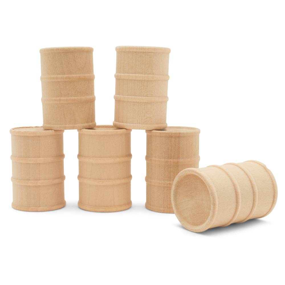 **100-Pack 1-5/8 Inch Unfinished Wooden Oil Drums – Miniature Cargo Barrels for Scale Models, Train Sets & Woodworking Crafts – DIY Miniature Props & Decorative Accents**