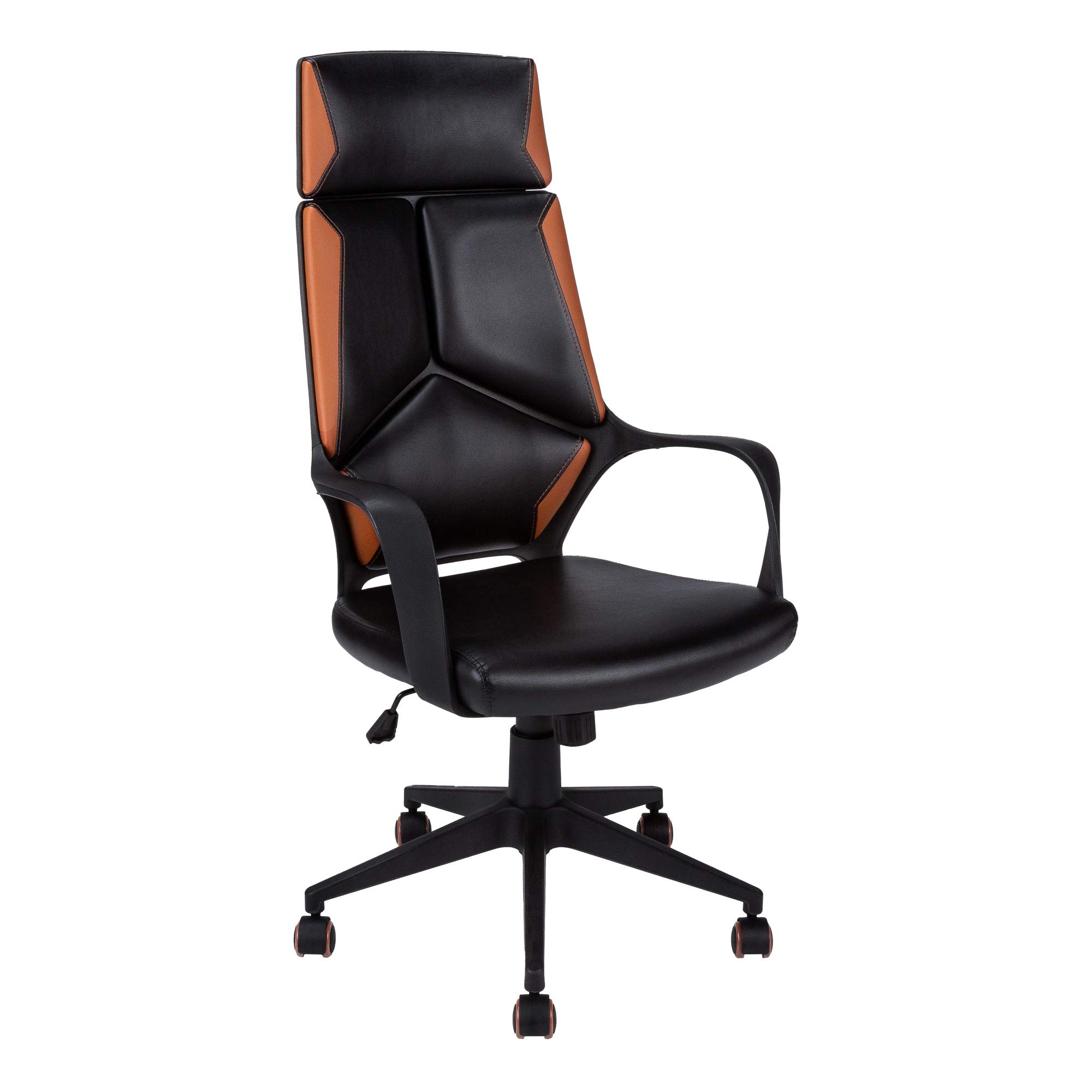 Ergonomic Executive Office Chair - Black/Brown PU Leather High Back Desk Chair for Home & Office - Perfect for Long Work Hours, Gaming, and Conference Rooms