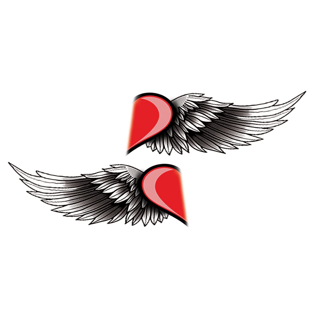 Waterproof Heart With Wing Temporary Tattoos - 2 Pack Fake Body Art for Men & Women | Perfect for Parties, Festivals, and Costume Events