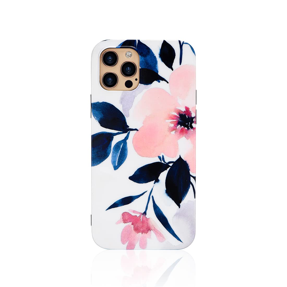 Floral iPhone 13 Pro Max Case - Peach Blossom TPU Cover with Artistic Ink Painting Design | Pink Rubber Protective Case for Women | Perfect for Spring, Everyday Use & Gift Giving