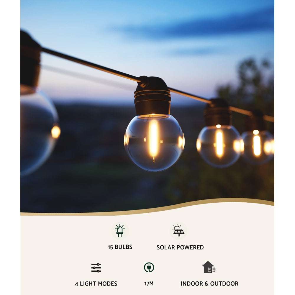 17m Solar Powered LED String Lights - Outdoor Waterproof Fairy Lights for Christmas, Wedding, Garden, Patio & Backyard Decor (2 Pack) - Perfect for Parties, Events & Home Decoration