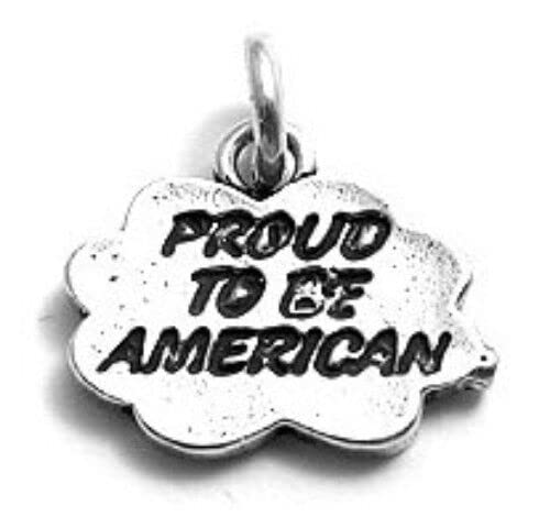 925 Sterling Silver 'Proud to be American' Charm for Jewelry Making - Perfect for DIY Necklaces, Bracelets & Patriotic Gifts