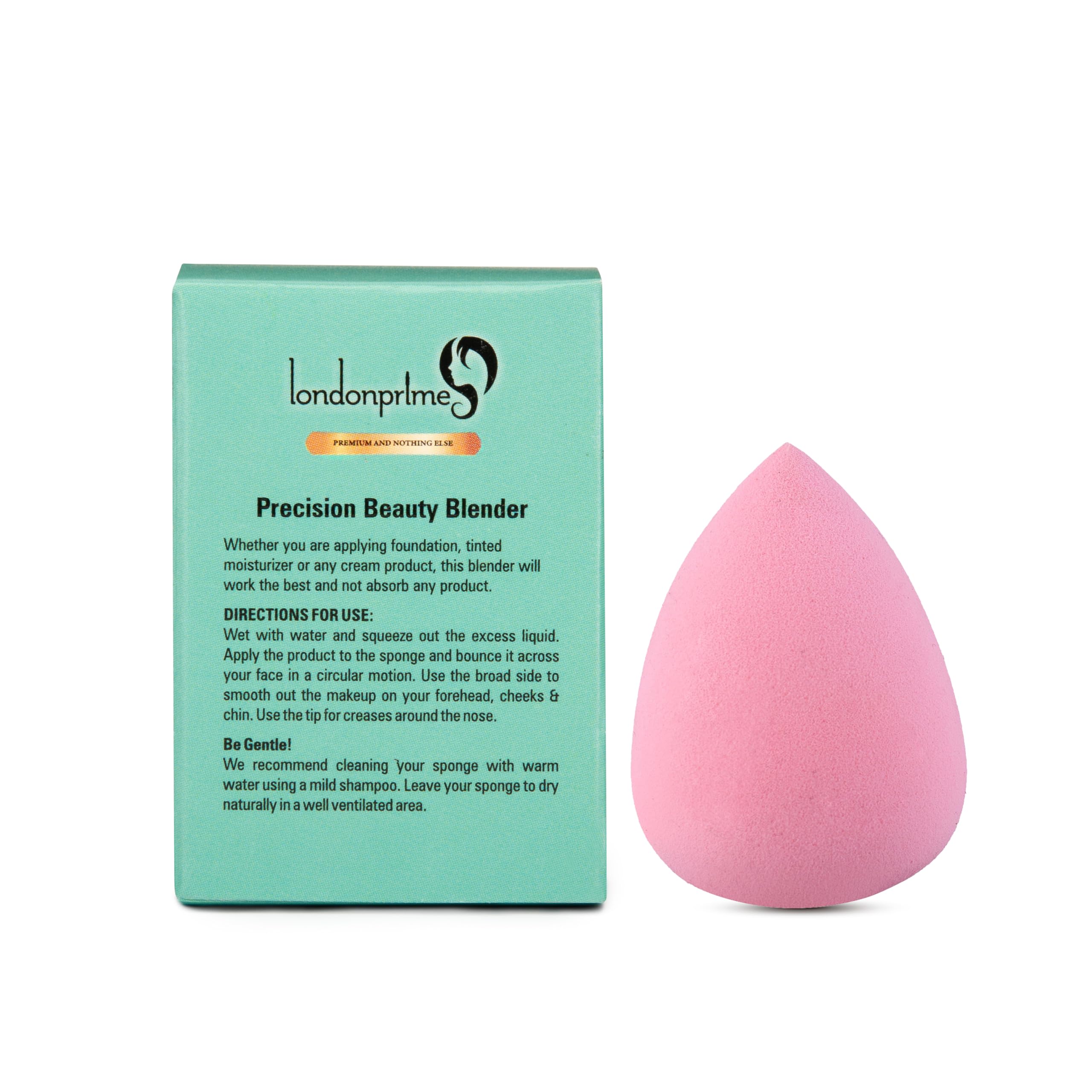 London Prime Precision Beauty Blender Sponge - Baby Pink Makeup Sponge for Flawless Foundation & Concealer Application - Perfect for Professional Makeup Artists & Home Use