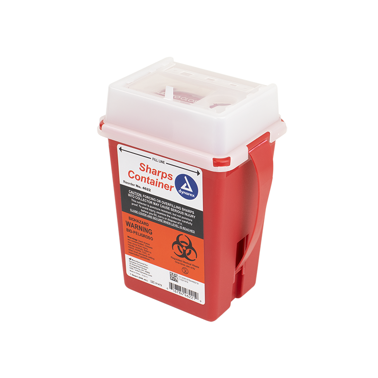 Dynarex 4622 1 Quart Sharps Container - Safe Needle Disposal for Home, Clinic & Hospital Use | BPA-Free & Leak-Proof Biohazard Waste Bin