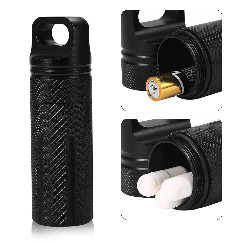 Waterproof Airtight Keychain Container - Compact Storage Case for Outdoor Essentials, Travel & Camping Gear - Portable Dry Box for Men & Women (Black) - Perfect for Hiking, Backpacking & Emergency Kits