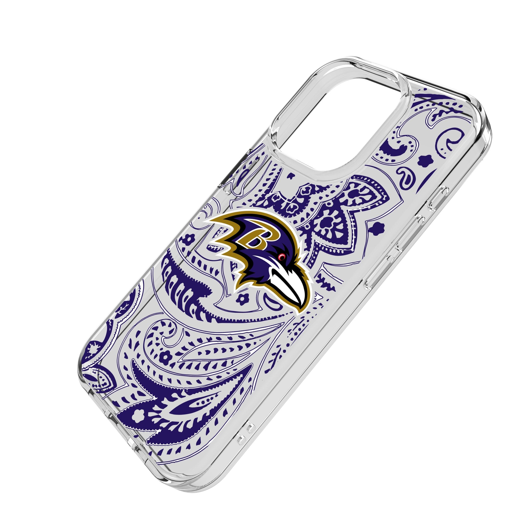 Baltimore Ravens Paisley Clear Phone Case for Apple iPhone 14/13/12/11 Pro Max - Stylish Protective Cover for Football Fans - Perfect for Game Days & Everyday Use