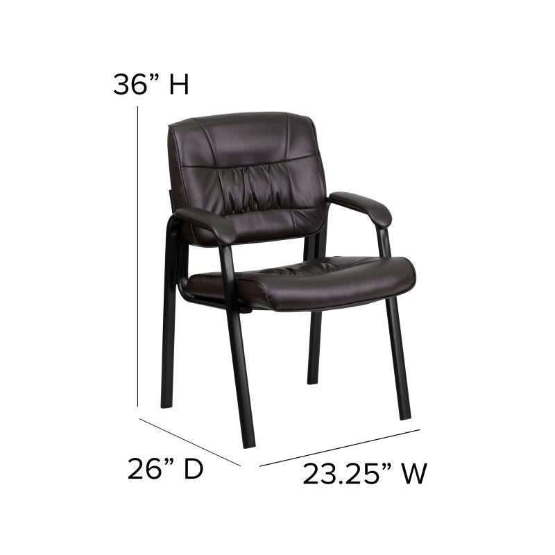 Premium FLASH Haeger Leather Executive Office Chair - Black Metal Frame Reception Seating for Professional Workspaces & Conference Rooms