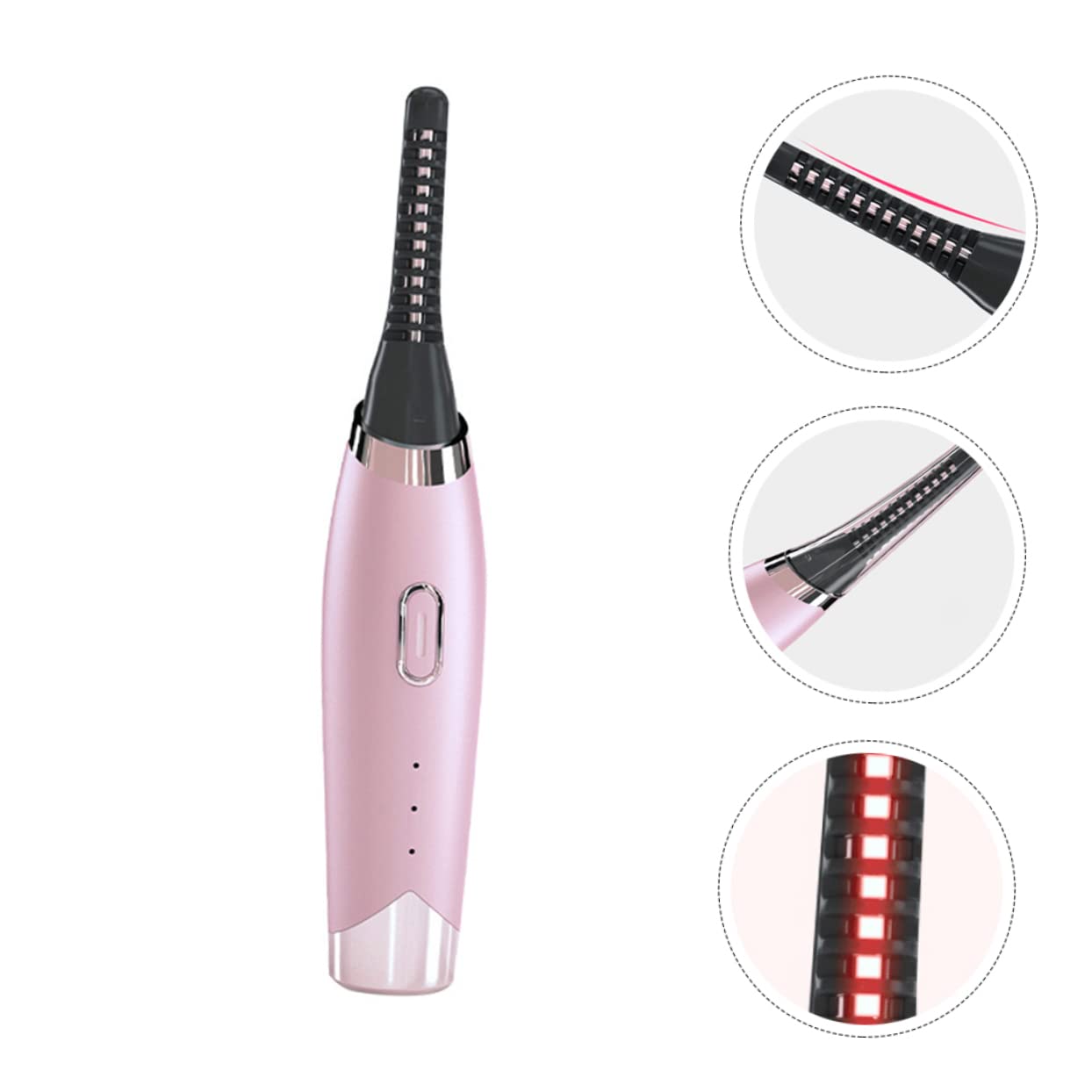 PLAFOPE USB Heated Eyelash Curler with 3 Temperature Settings - Pink ABS Electronic Lash Curling Iron & Brush for Perfect Curled Lashes - Great for Home, Travel, and Professional Makeup Use