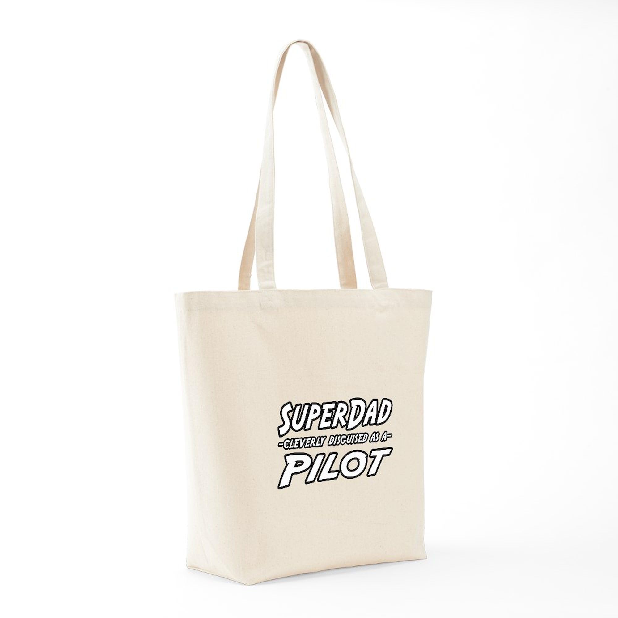 Superdad Pilot Tote Bag - Natural Canvas Reusable Shopping Bag for Men | Perfect for Groceries, Work Commute & Travel | Durable Eco-Friendly Gift for Father's Day