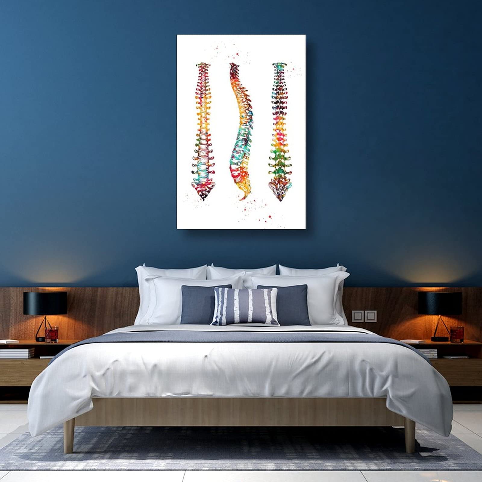Abstract Spine Art Painting - Modern Medical Art Poster by Rosalias - 24x36 Inch (60x90cm) Canvas Wall Art for Home, Office & Clinic Decor - Framed or Unframed - Perfect Gift for Doctors, Anatomy Lovers & Interior Design
