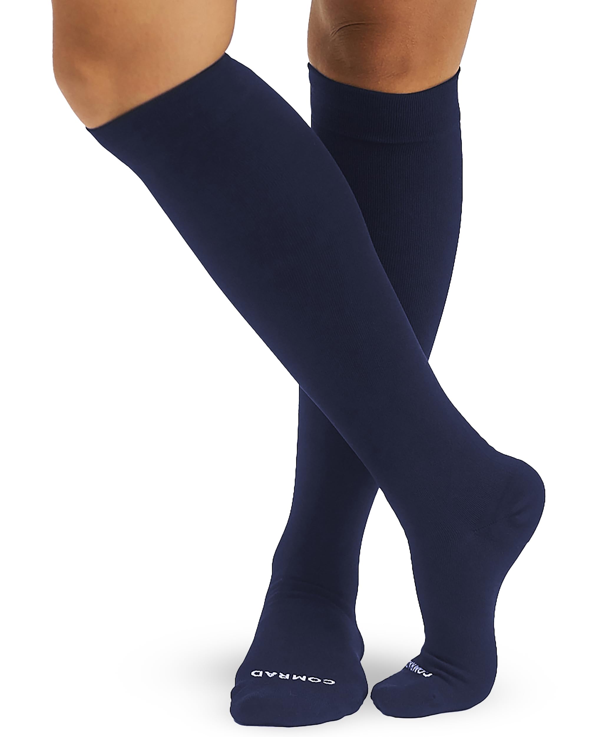 Comrad Nylon Knee High Compression Socks 15-20mmHg - Soft, Breathable Graduated Support Socks for Men & Women - Ideal for Running, Travel & Circulation Support