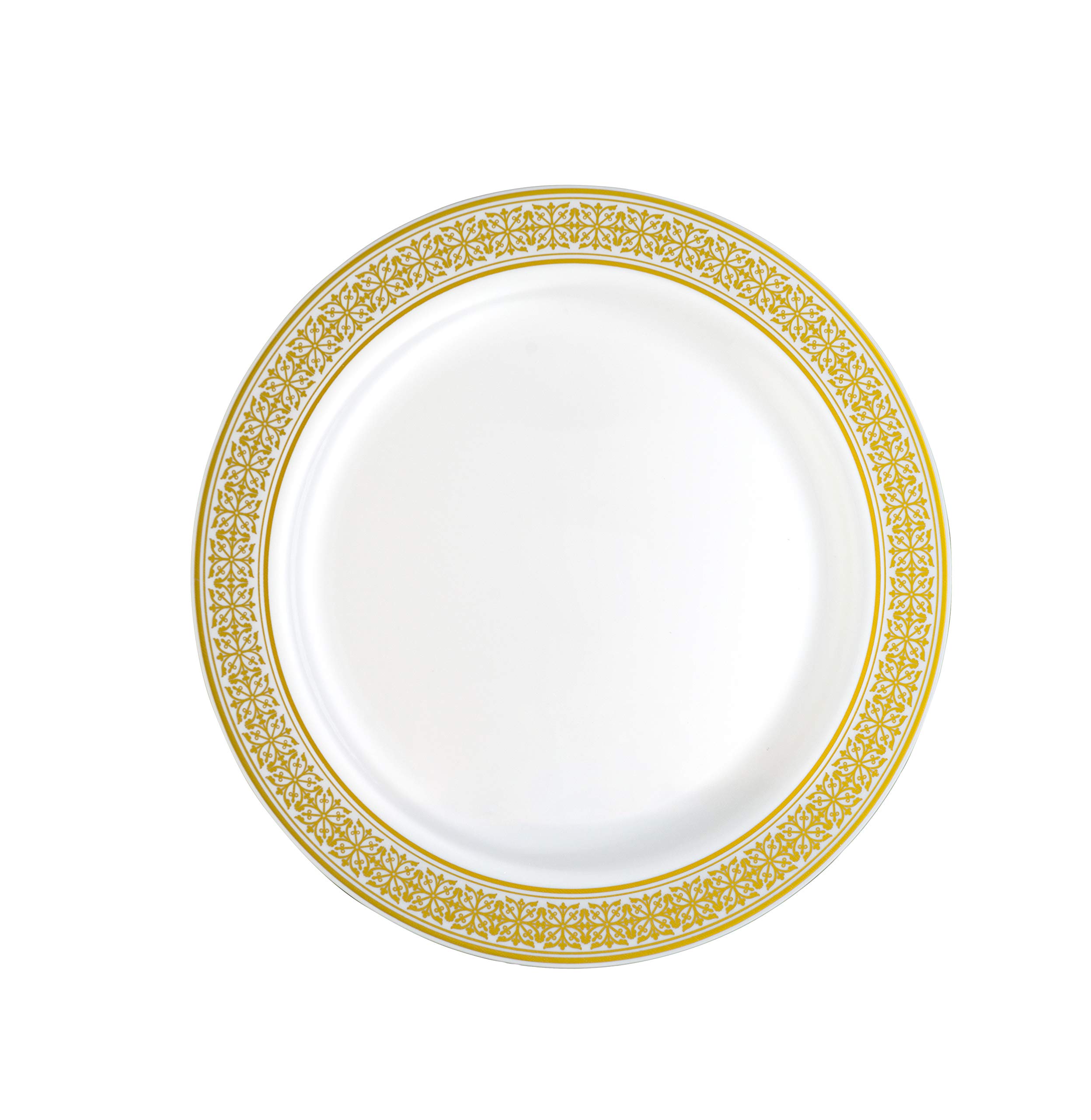 Laura Stein Opulence Series 40-Piece Premium Plastic Dinnerware Set - 20 White & Gold Rim 10.75