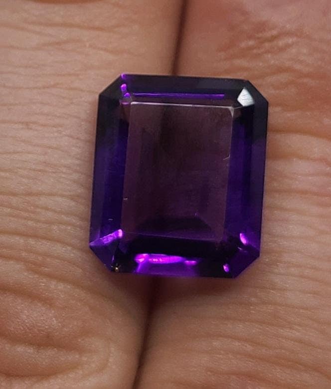 7.69ct Natural Brazilian Amethyst Loose Stone - 14x12mm Emerald Cut, VVS Clarity, Eye Clean, Vivid Purple Color - February Birthstone Gemstone for Jewelry Making, Wholesale (Perfect for Rings, Necklaces & Custom Designs)