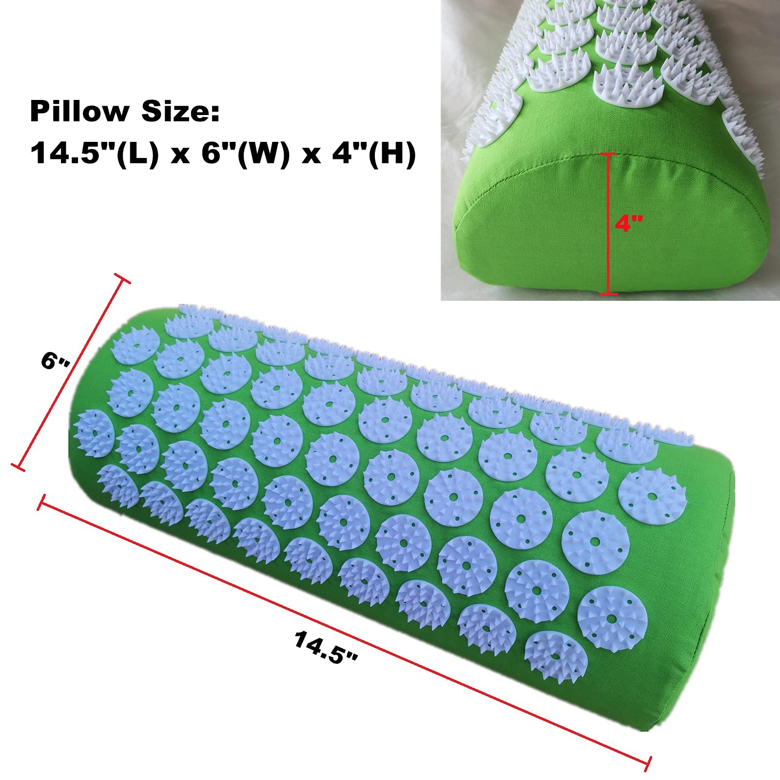Acupressure Massage Pillow for Neck, Back & Head Pain Relief - Shiatsu Deep Tissue Massager for Muscle Relaxation & Stress Relief - Perfect for Home, Office & Car Use (Green)