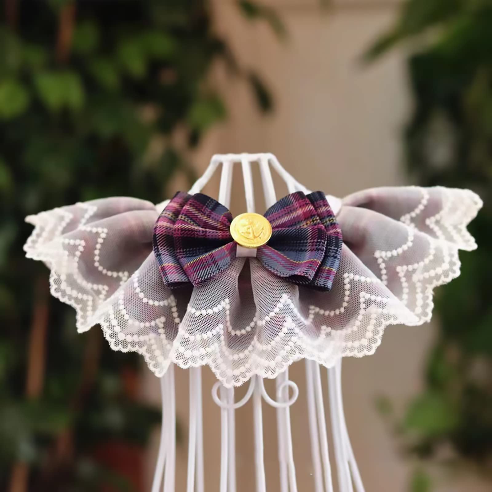 Handmade Dog Collar with Cute Lace Decor, Gold Sign & Bowtie - Adjustable Pet Collar for Small Medium Large Dogs (Purple, Small) | Perfect for Daily Walks, Training & Special Occasions