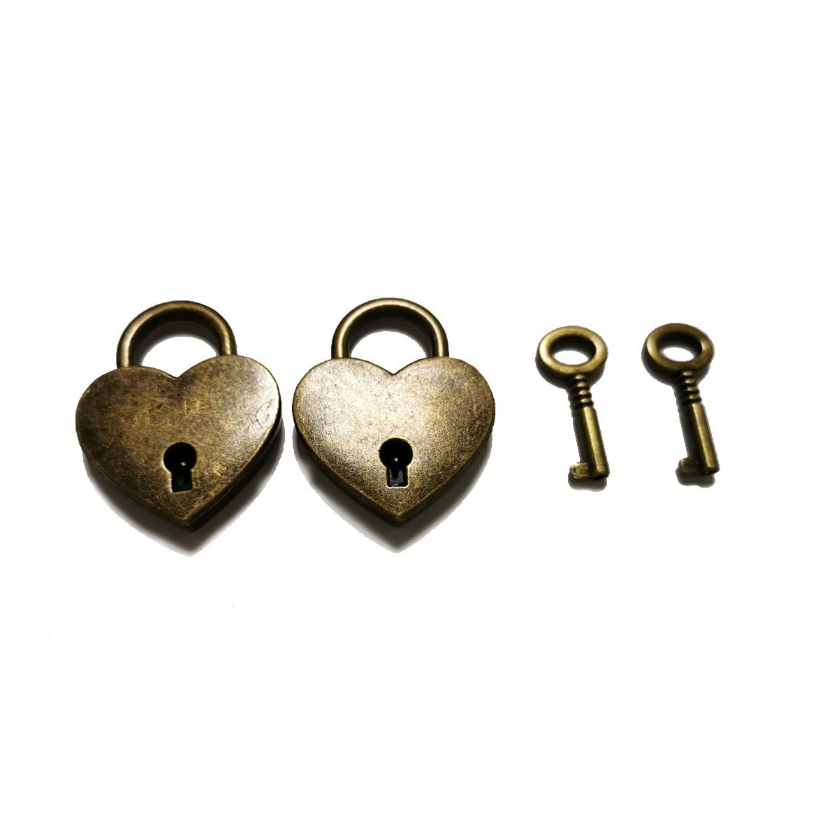 Vintage Mini Antique Brass Padlock with Key - Decorative Heart-Shaped Lock for Collar, Treasure Chest, Jewelry Box & Tissue Box - 2-Pack Set - Perfect for Steampunk, Gothic & Vintage Style Decor