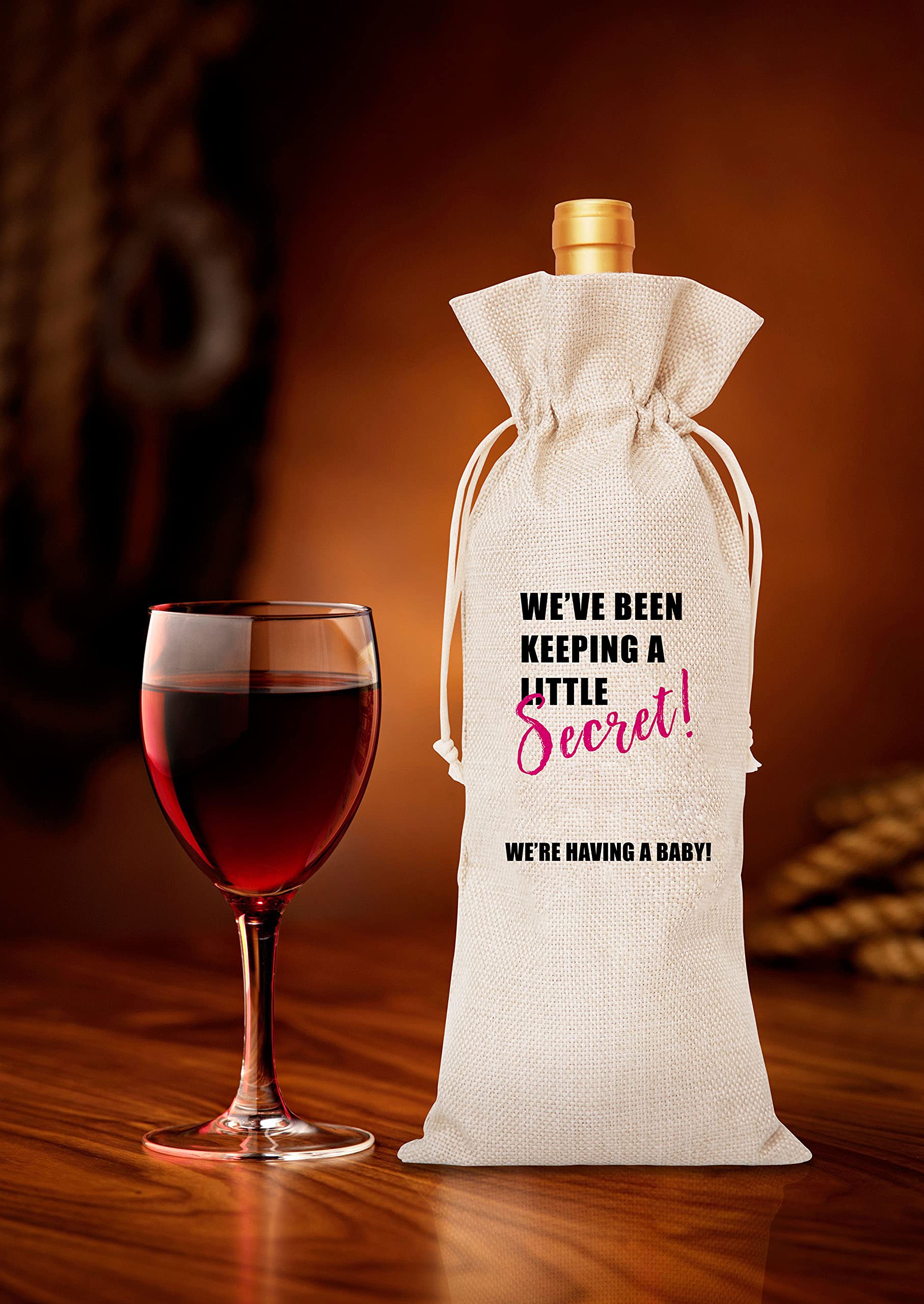 Baby Announcement Wine Bag - Elegant Pregnancy Reveal Gift for New Parents - Perfect for Baby Showers, Gender Reveals & Celebrations - 1 Pc (B032)