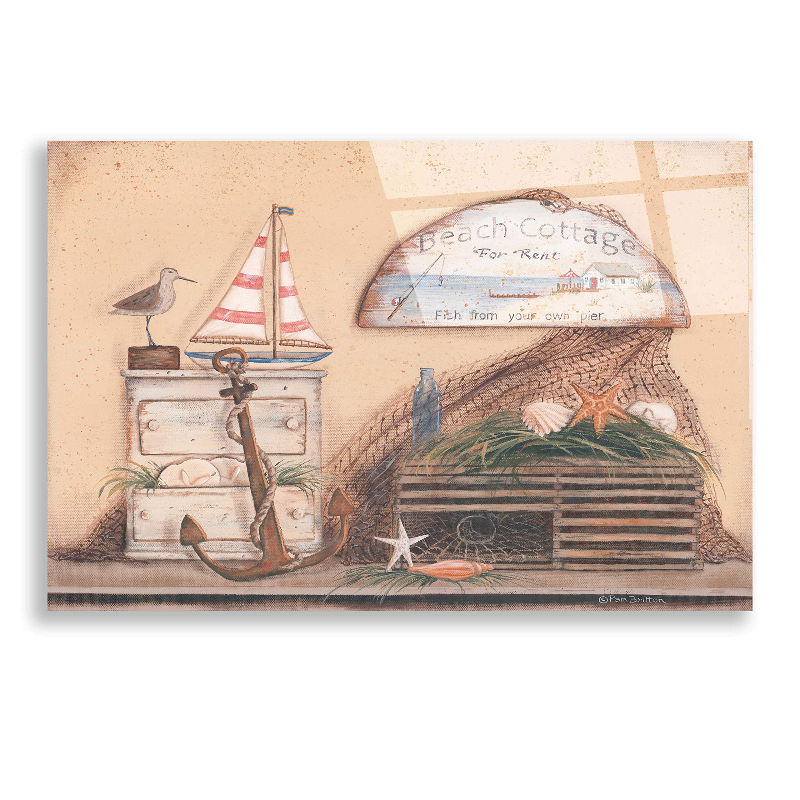 Pam Britton 'Beach Cottage' Acrylic Glass Wall Art - 24x16 Inch Coastal Home Decor - Perfect for Living Room, Bedroom & Beach House Decor