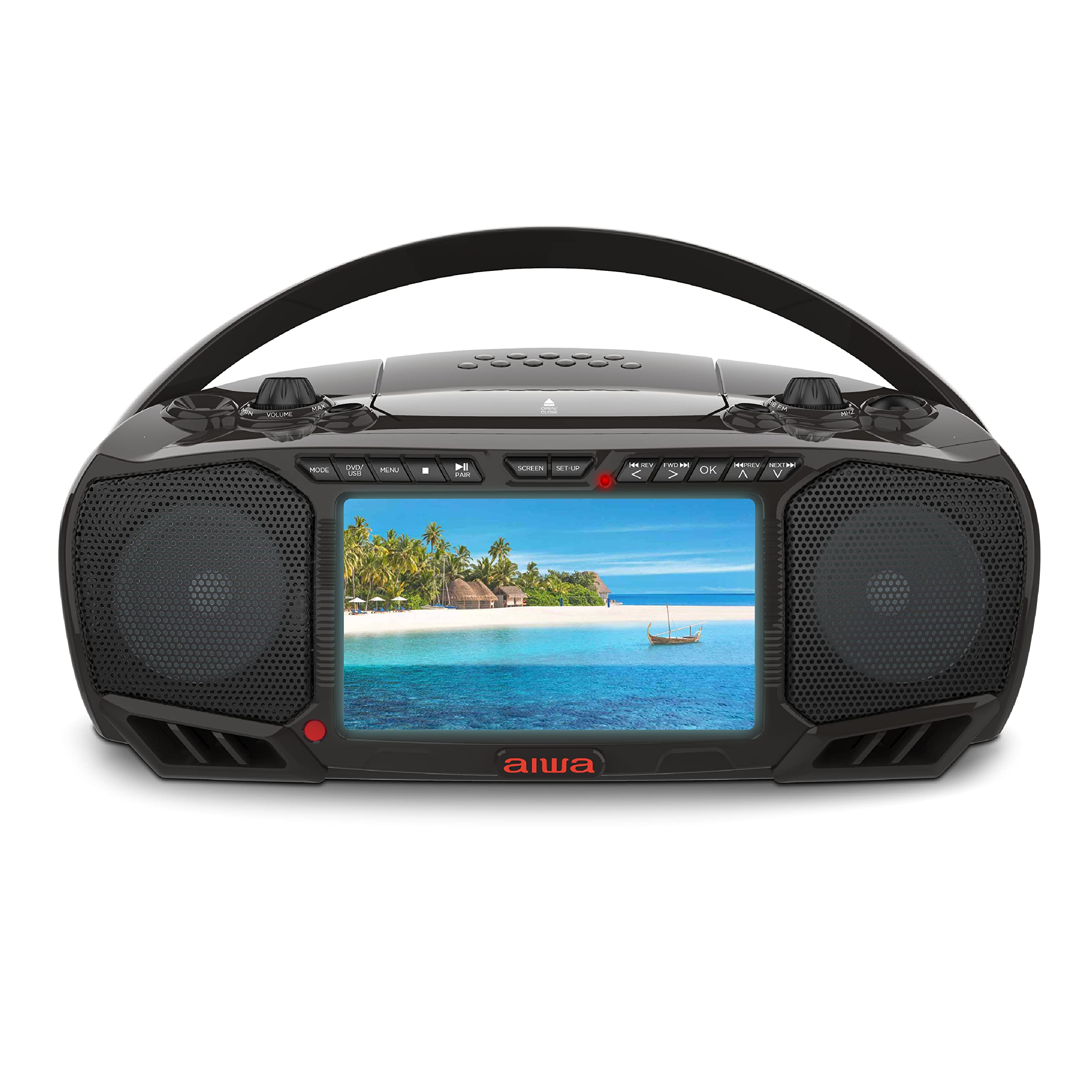 Aiwa Portable Boombox Bluetooth Speaker - 3W x 2 Stereo Sound with Bass Boost, 7