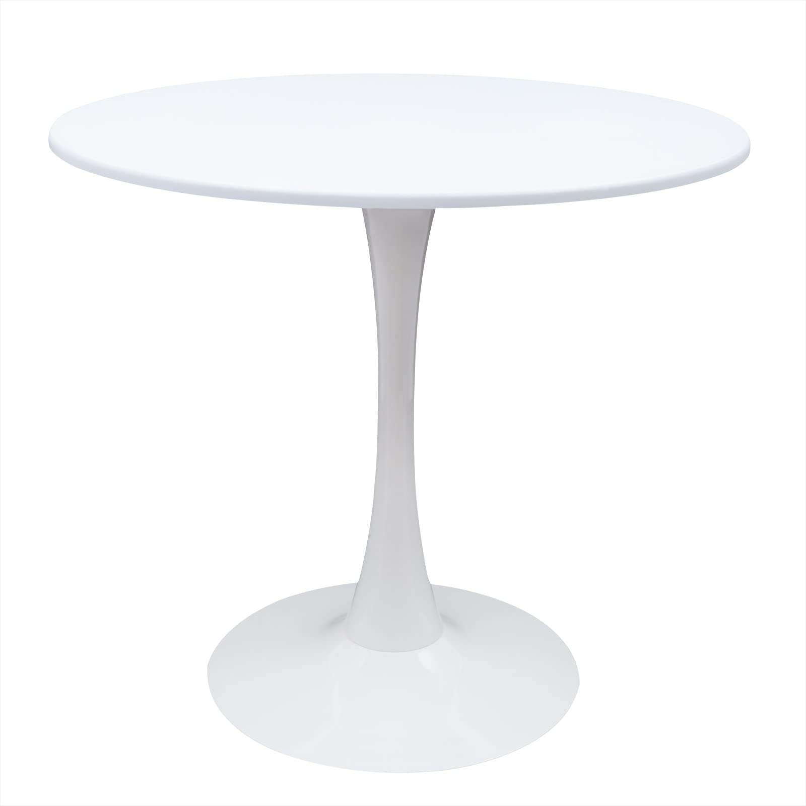 32'' Round Pedestal Dining Table for 2-4 People - Sturdy White Home Cafe Table for Kitchen, Small Restaurant, Milk Tea Shop & Office Meetings