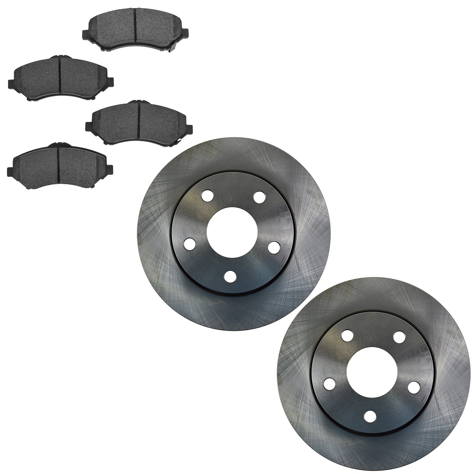 Premium Front & Rear Brake Pad & Rotor Kit - Semi-Metallic Brake Pads & Rotors Compatible with 2007-2018 Jeep Wrangler JK - Perfect for Off-Roading & Daily Driving