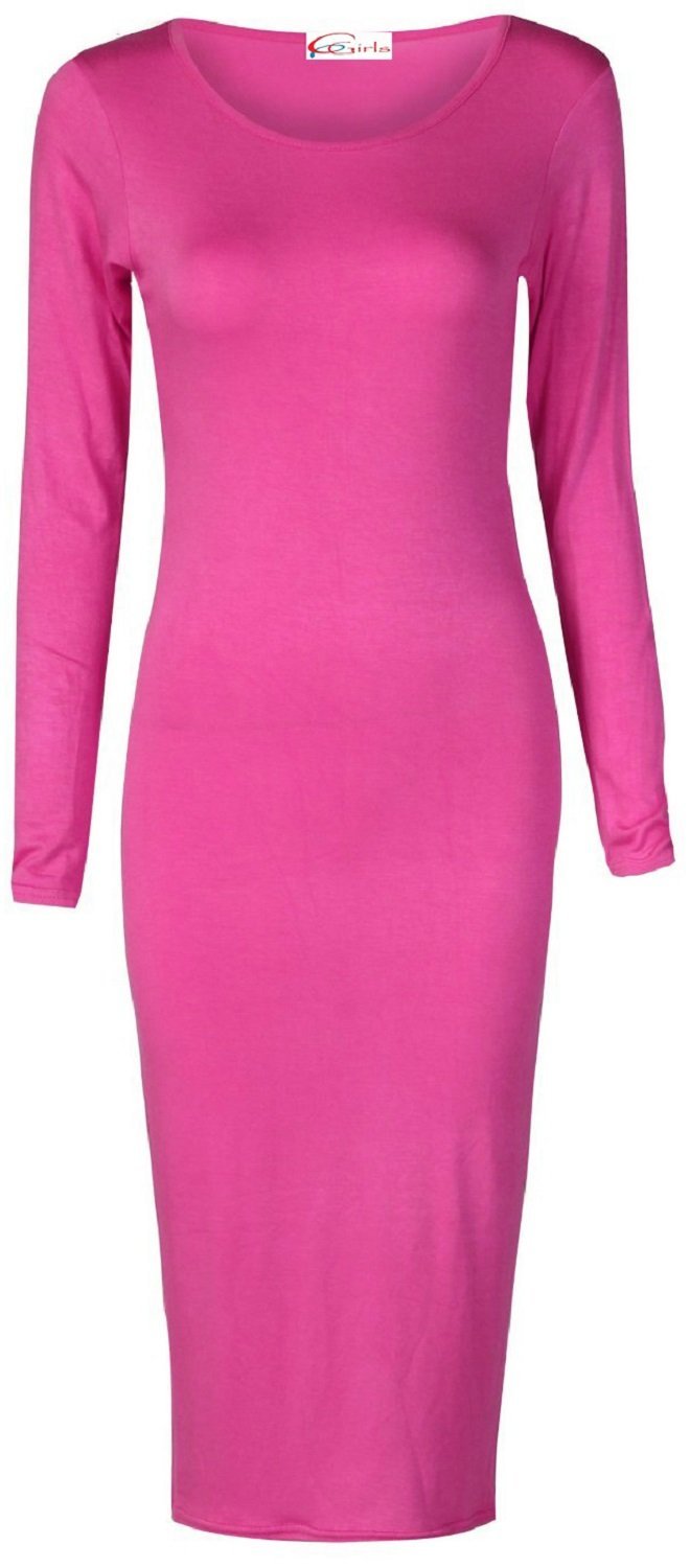 Crazy Girls Women's Long Sleeve Scoop Neck Midi Dress - Elegant Casual & Party Wear for Fall/Winter