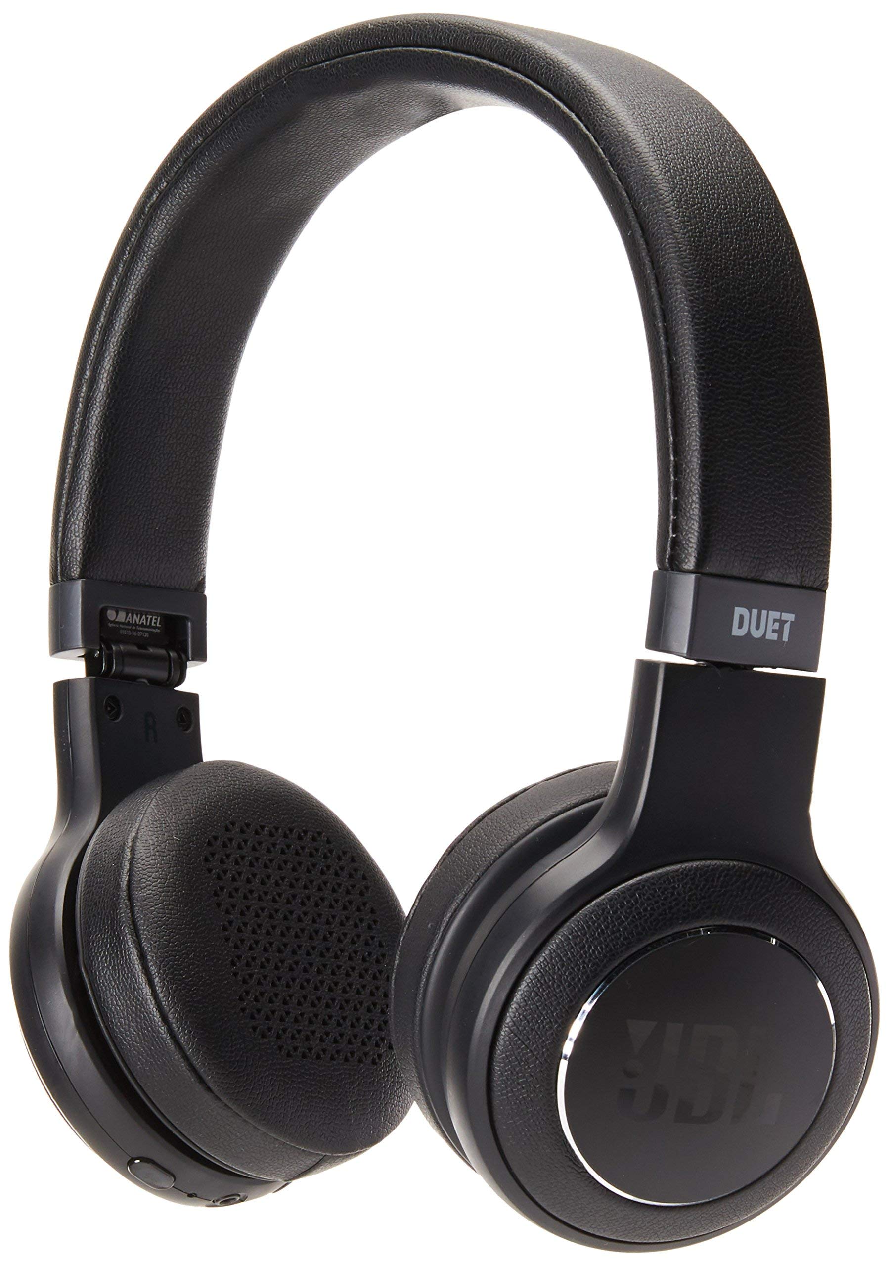 JBL Duet Bluetooth Wireless On-Ear Headphones - Black (Renewed) | Lightweight Comfort, 16H Battery for Travel, Work & Gym
