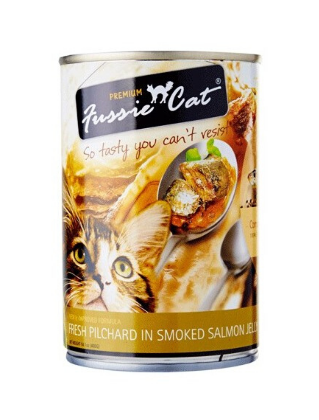 Premium Fussie Cat Fresh Pilchard in Smoked Salmon Jelly Grain-Free Wet Cat Food - 400g Can, High Protein Natural Cat Treat for Adult & Senior Cats - Perfect for Mealtime, Weight Management & Picky Eaters
