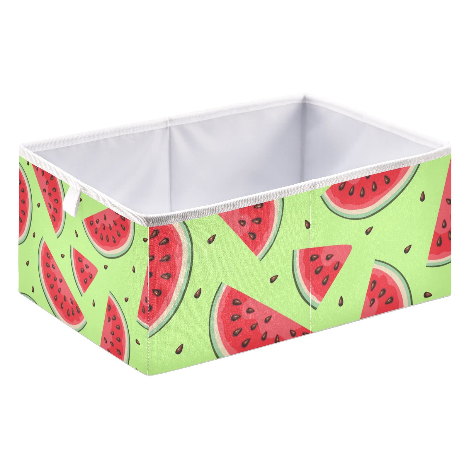 Collapsible Fabric Storage Bin for Watermelon Slices - Foldable Rectangular Storage Cube Organizer for Home, Office & Kitchen | Perfect for Fruit Storage, Pantry Organization & Clutter Control