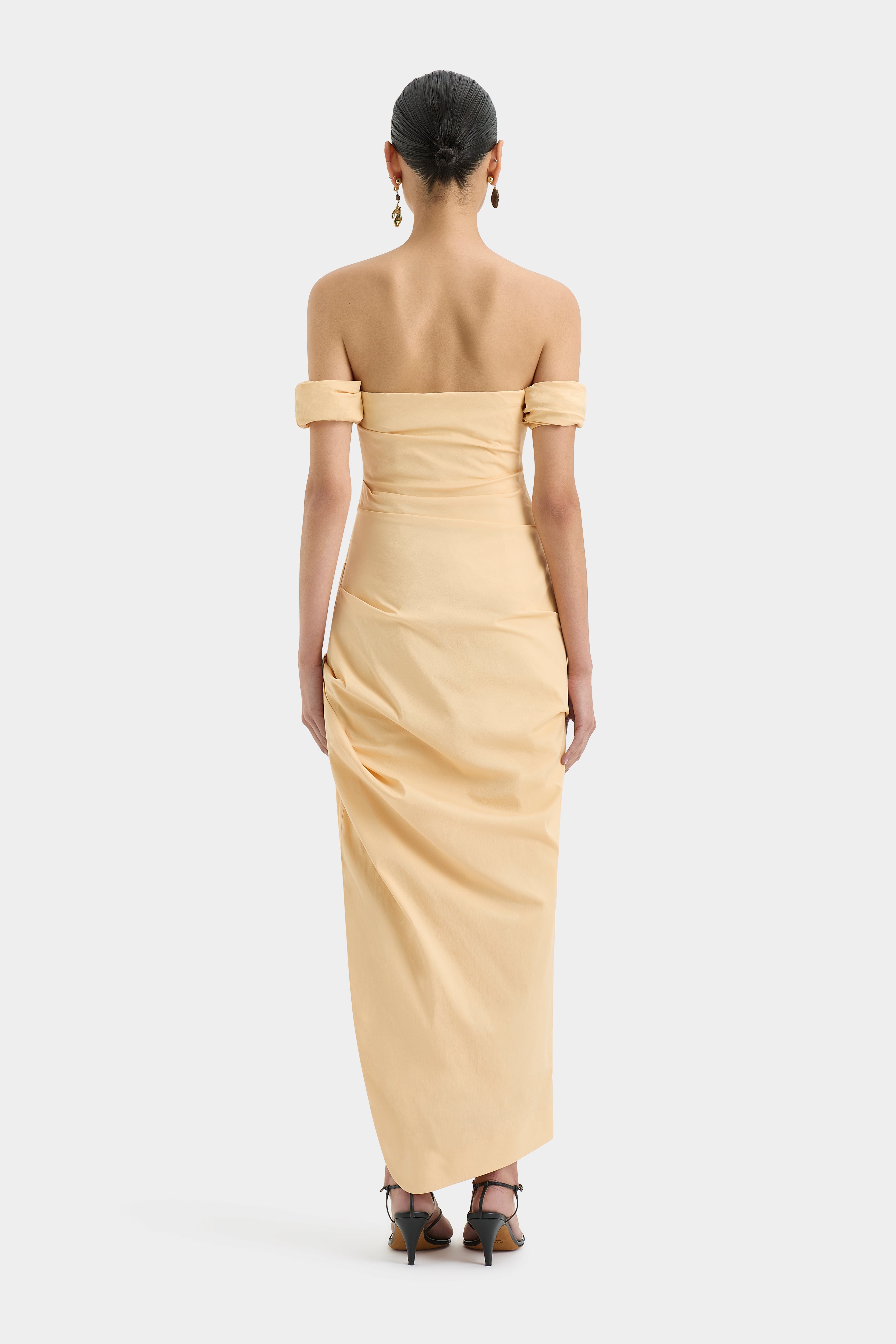 Elegant Carmen Draped Gown - Women's Formal Evening Dress for Prom, Wedding & Special Occasions