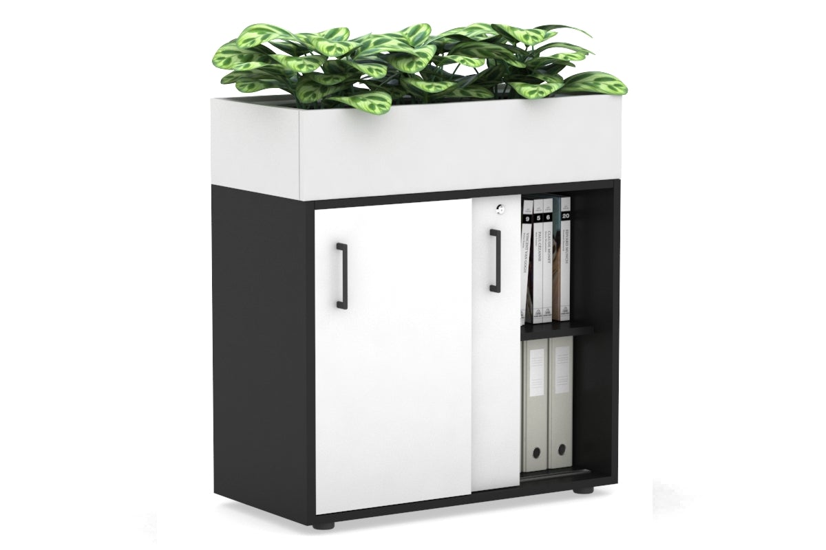 Modern Uniform Credenza with Planter Box - 800W x 975H x 428D - Perfect for Office, Living Room & Home Decor Storage Solution