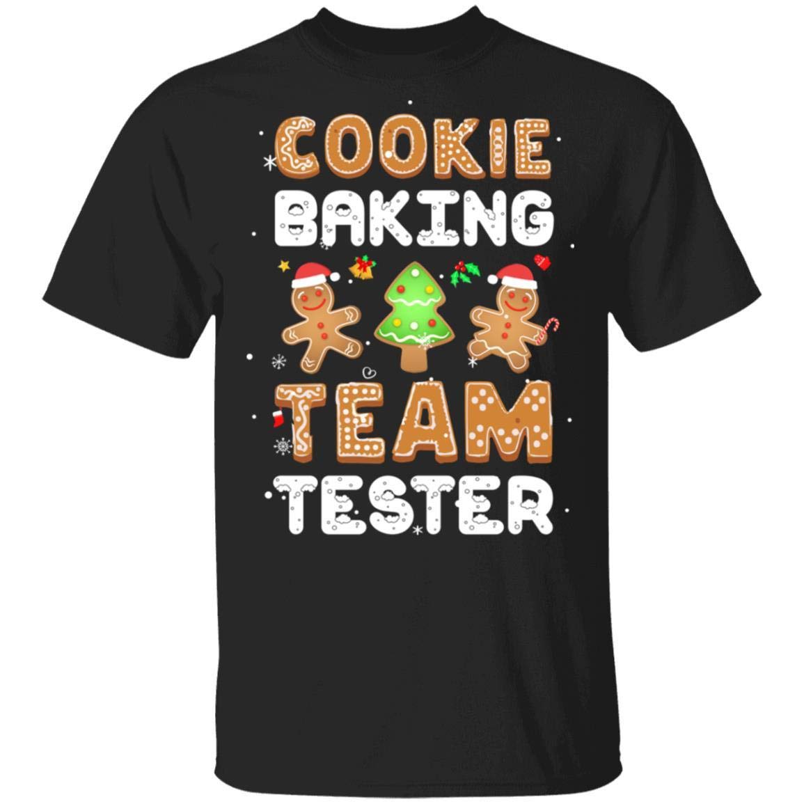 Christmas Gingerbread Cookie Baking Team Tester T-Shirt - Short Sleeve Funny Holiday Crew Tee for Baking Parties & Festive Gatherings