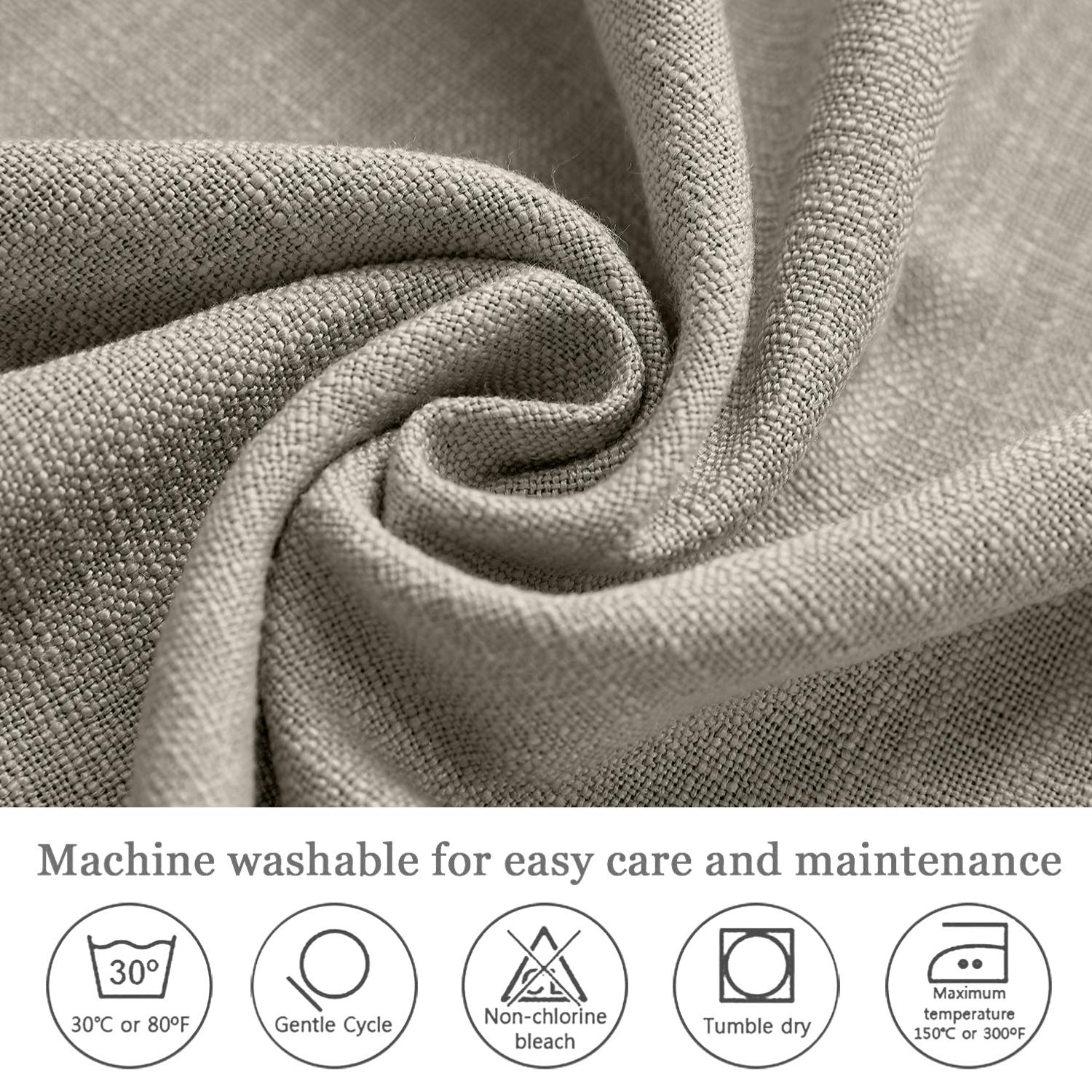 Frelement Breathable Faux Linen Blackout Curtains - Noise Reducing Rod Pocket & Back Tab Drapes for Bedroom, Living Room, Office - 100