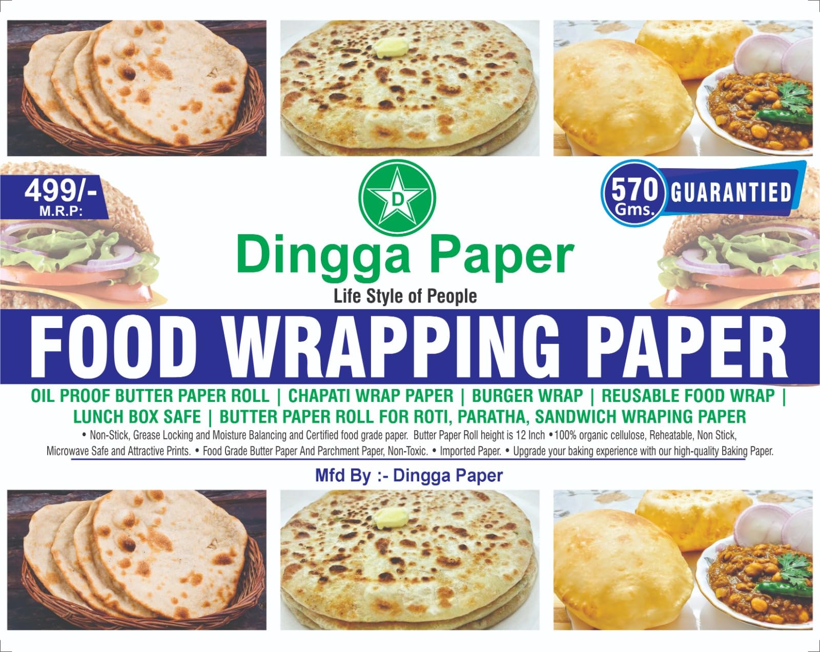 Eco-Friendly Food Wrapping Paper & Aluminum Foil Roll Set - 9 Meters Each, Pack of 2 | Perfect for Cooking, Baking, Meal Prep & Food Storage | Ideal for Home Kitchens, Picnics & Leftovers