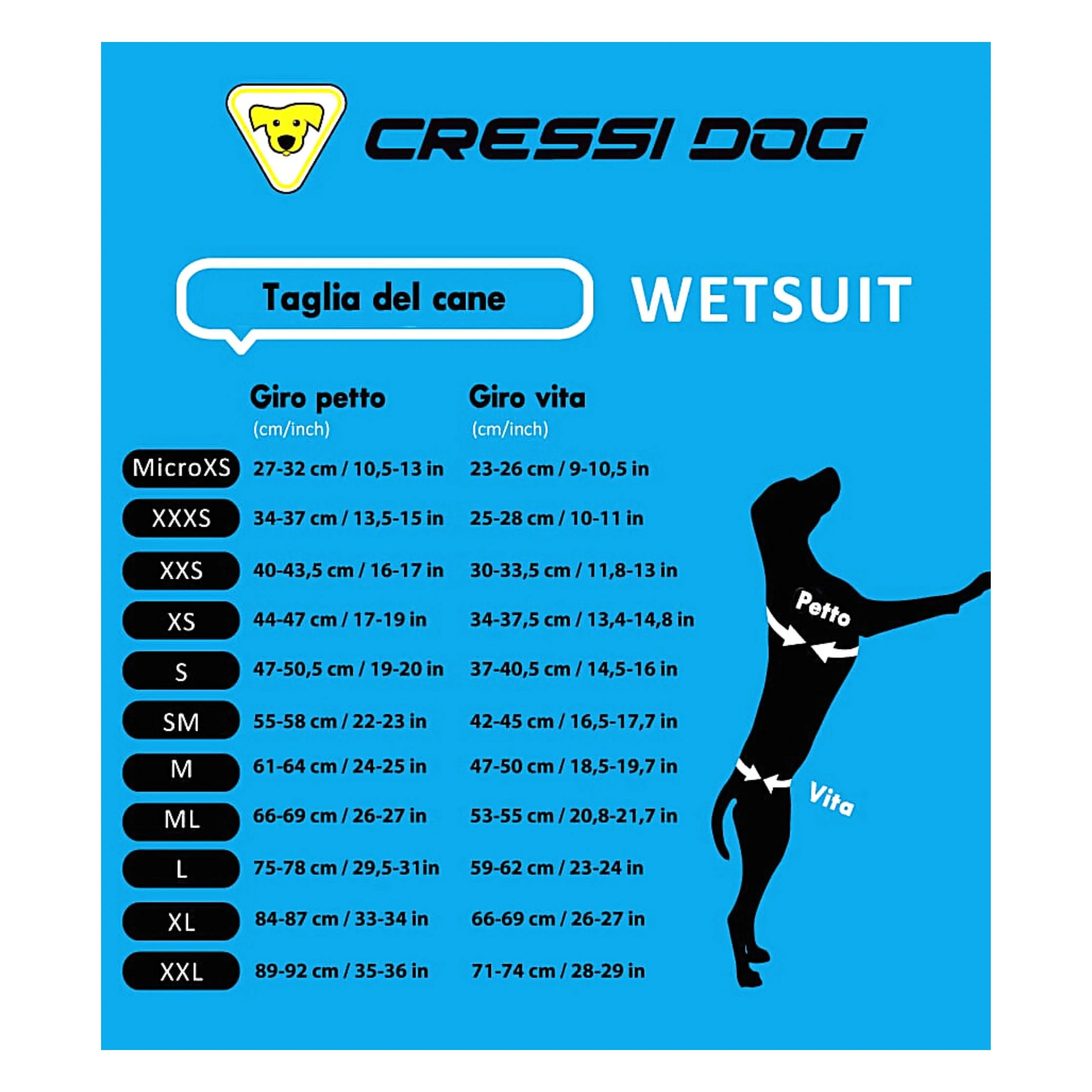 CRESSI Small Dog Wetsuit for Swimming & Water Sports - Neoprene Pet Wetsuit for Beach, Pool & Outdoor Adventures