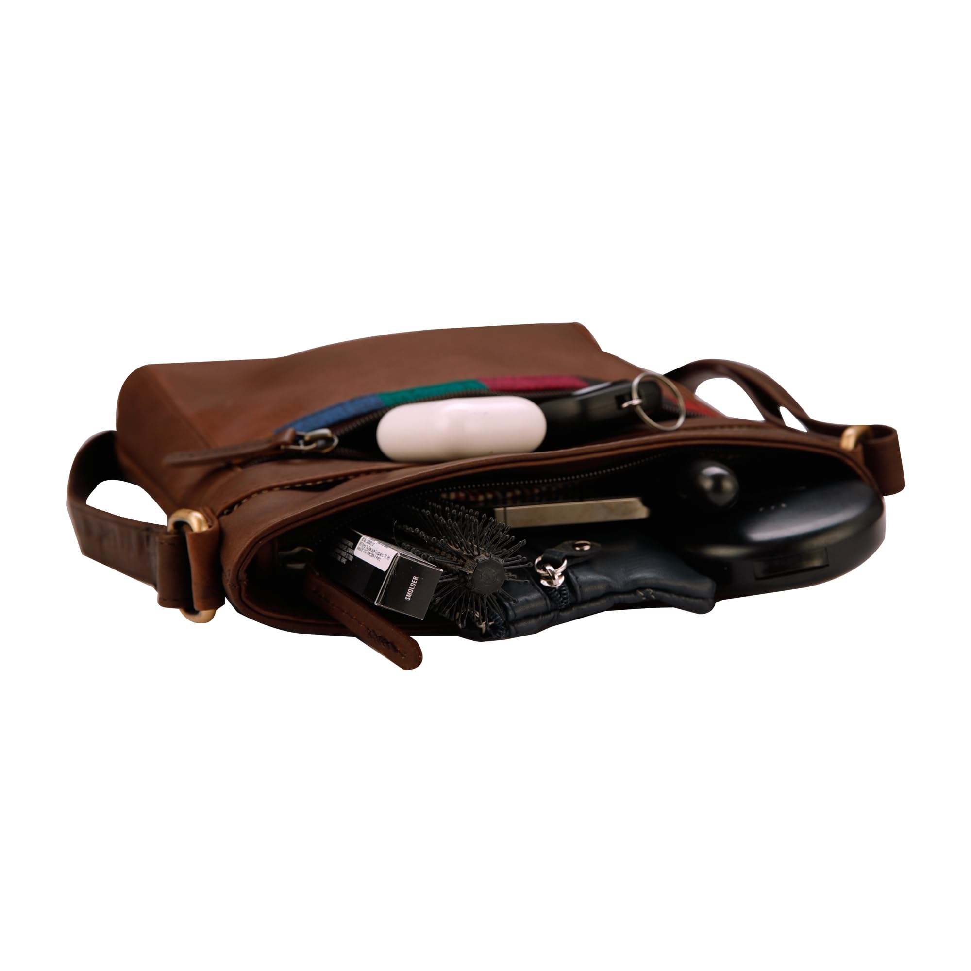 FINELAER Genuine Leather Crossbody Bag for Women - Small Purse with Zipper Pocket - Perfect for Everyday Use, Travel & Shopping