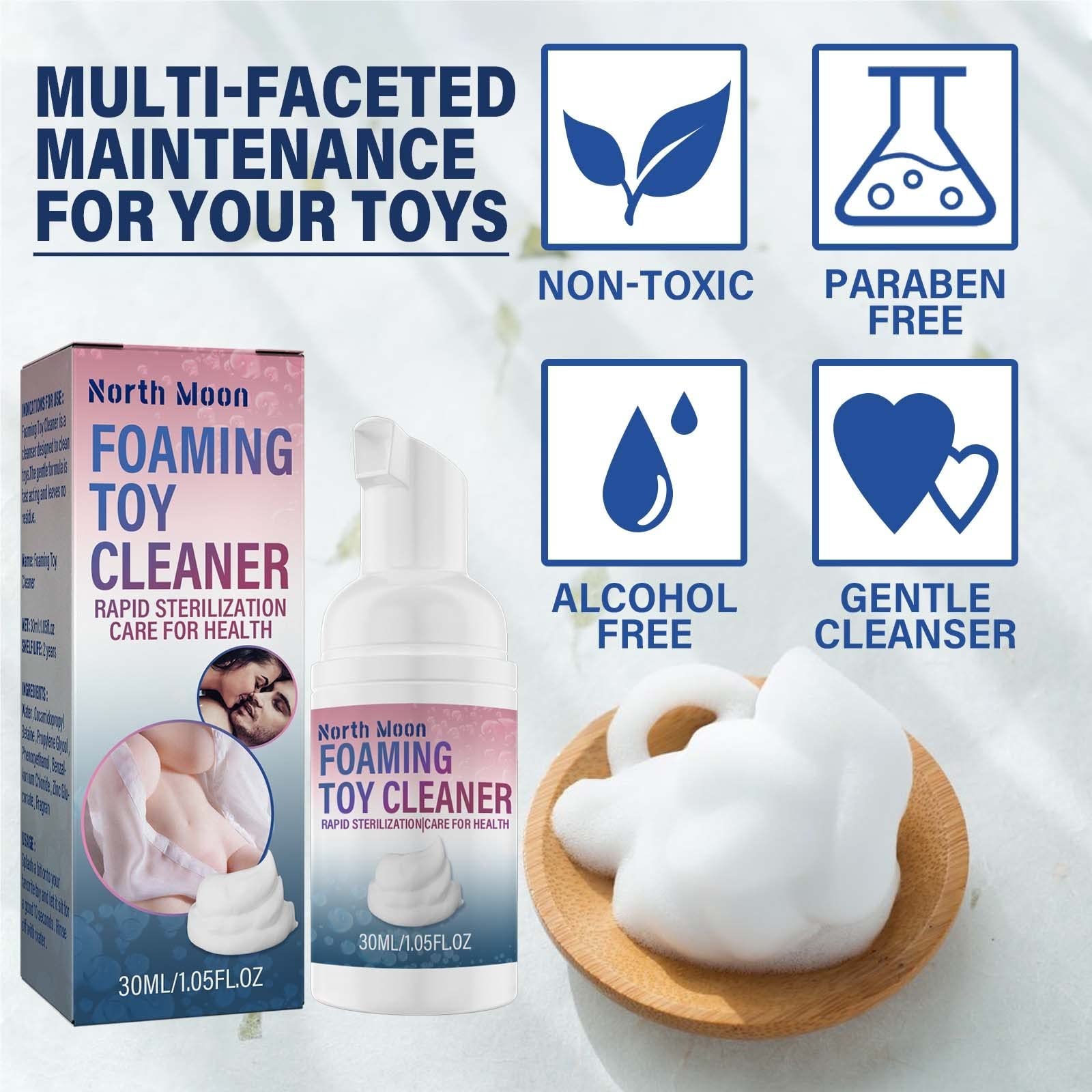 **Gentle Foam Cleaner for Adult Toys - 30ml Mild & Non-Irritating Toy Decontamination Solution | Safe for Sensitive Skin & Silk Masks | Perfect for Post-Use Cleaning & Acne-Prone Skin Care**