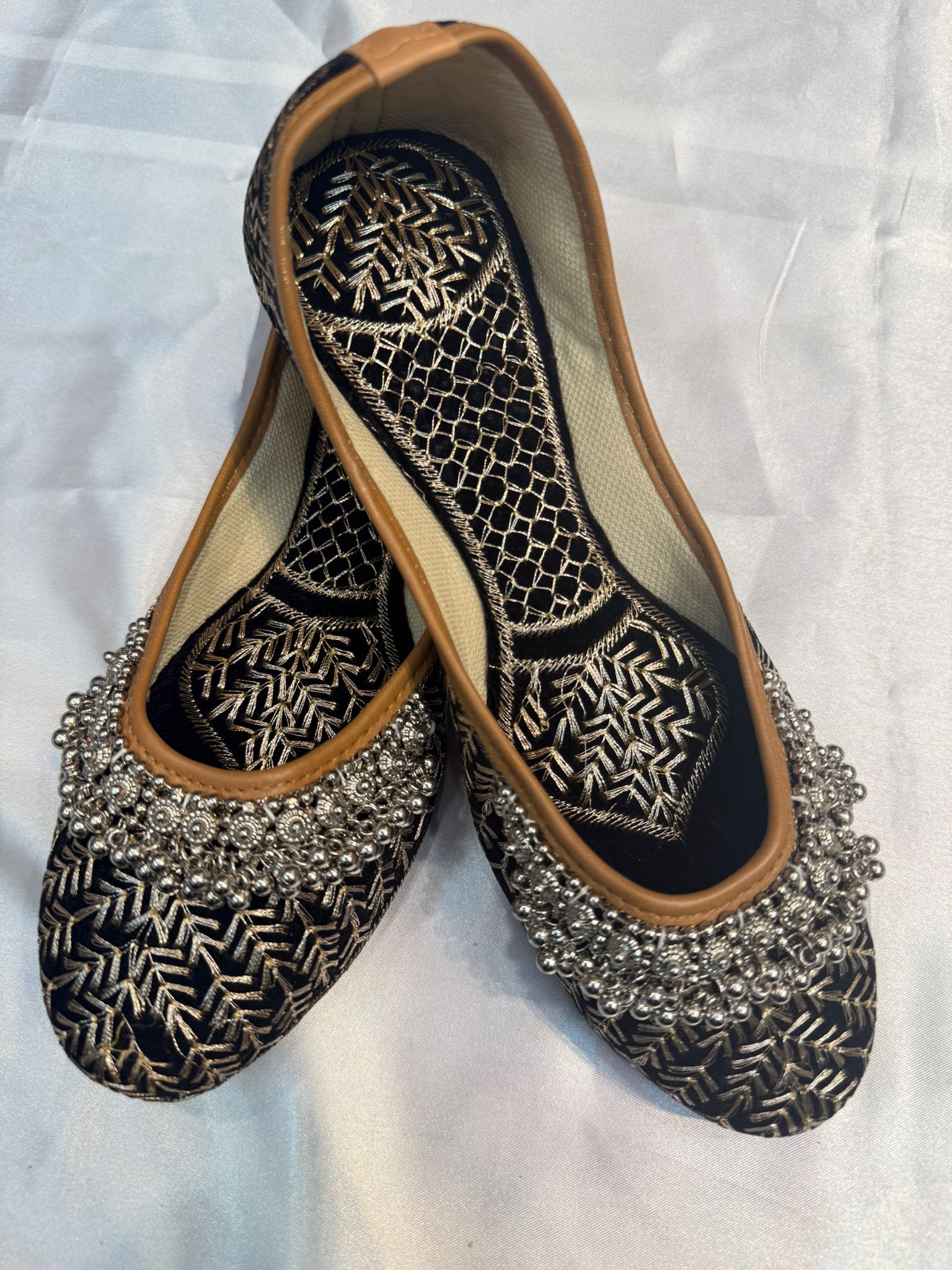 Trending Black and Gold Ghungroo Jutti for Women - Extra Soft & Stylish Indian Flats for Dance, Weddings, and Festive Occasions