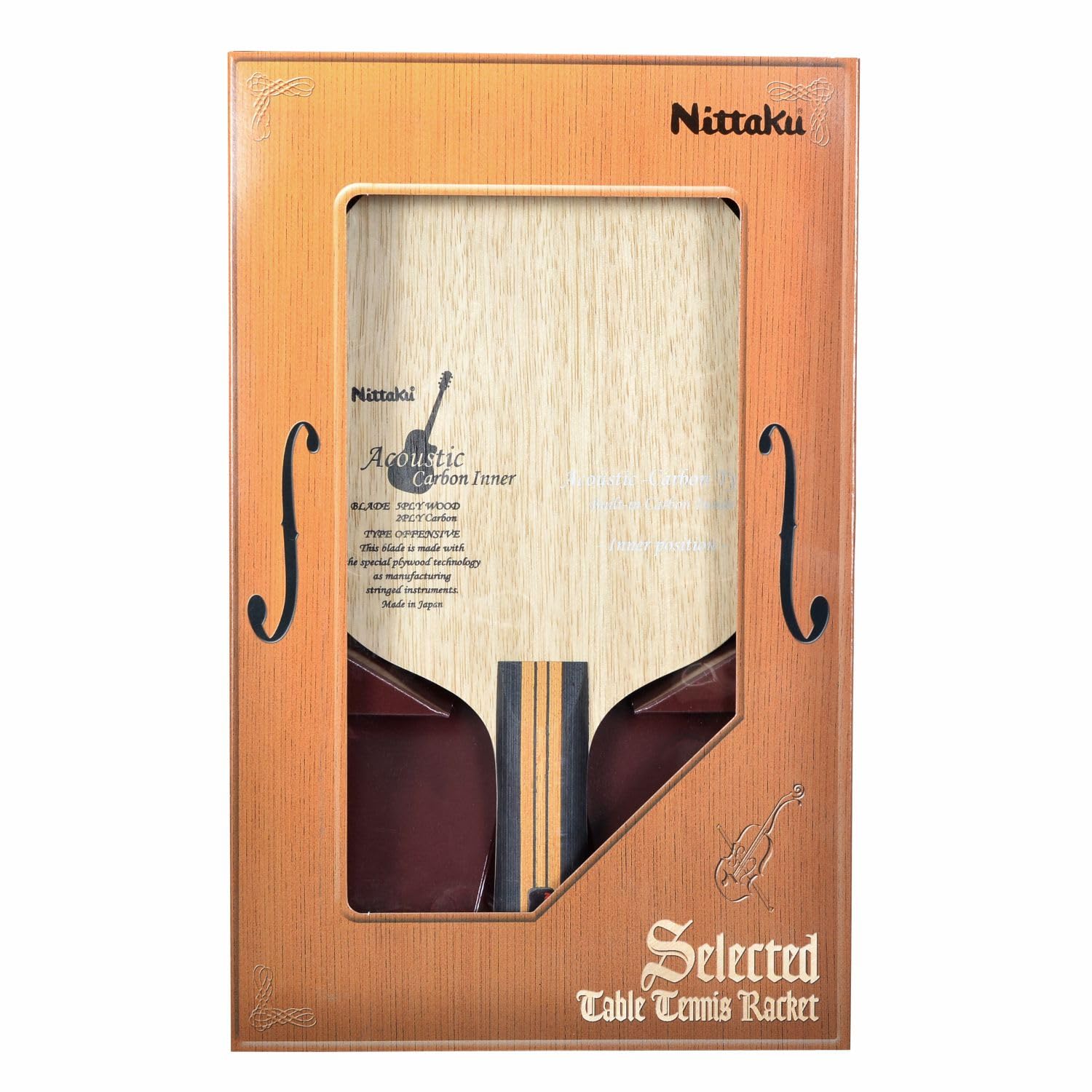 Nittaku Acoustic Carbon Inner Table Tennis Racket - Professional Shakehand Blade for Aggressive Attacks | Premium Carbon Fiber & Wood Composite | Perfect for Tournament Play & Training Sessions