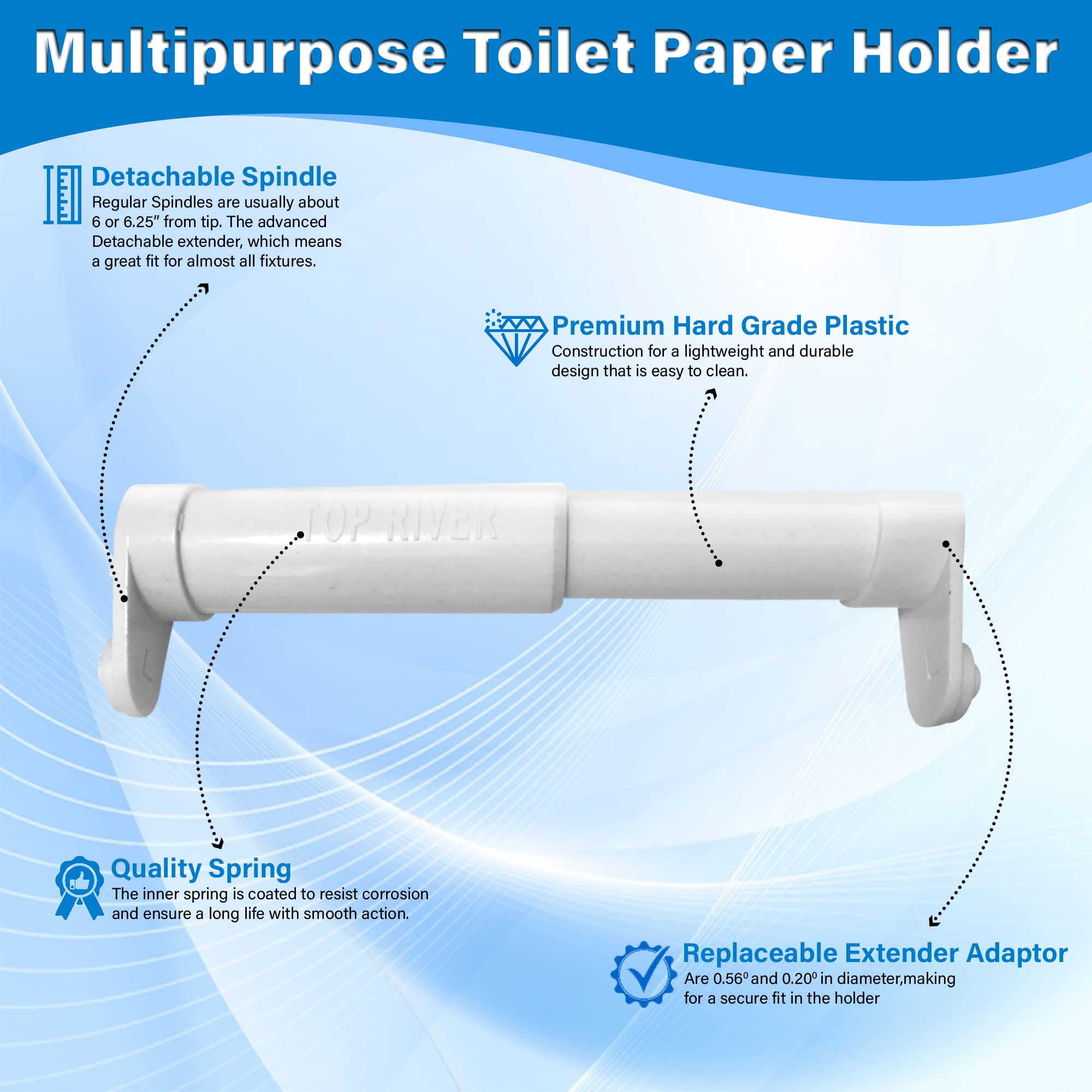 Toilet Paper Holder Extender - Adjustable Bathroom Organizer for Double, Triple & Mega Rolls | Space-Saving Solution for Small Bathrooms & RVs