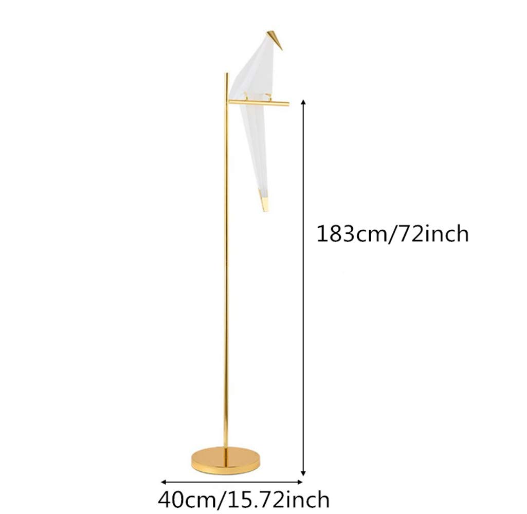 72 Inch Modern LED Paper Crane Bird Floor Lamp with PVC Lampshade & Metal Base - Elegant Lighting for Bedroom, Living Room, Dining Room, Study or Loft Decor (One Bird Design) - Perfect for Creating a Cozy Ambiance and Artistic Focal Point